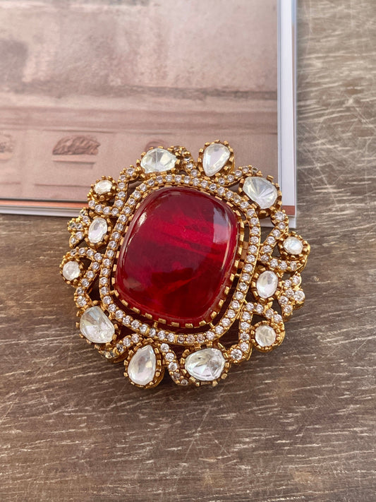 Arjun Ruby Polki Brooch