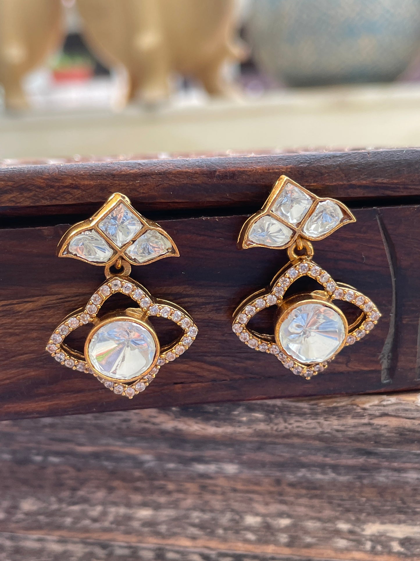 Tisha Polki and Zircon Earrings