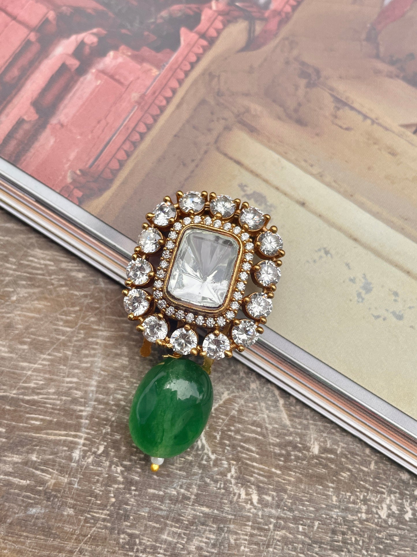 Emera Polki and Emerald Hair Clip