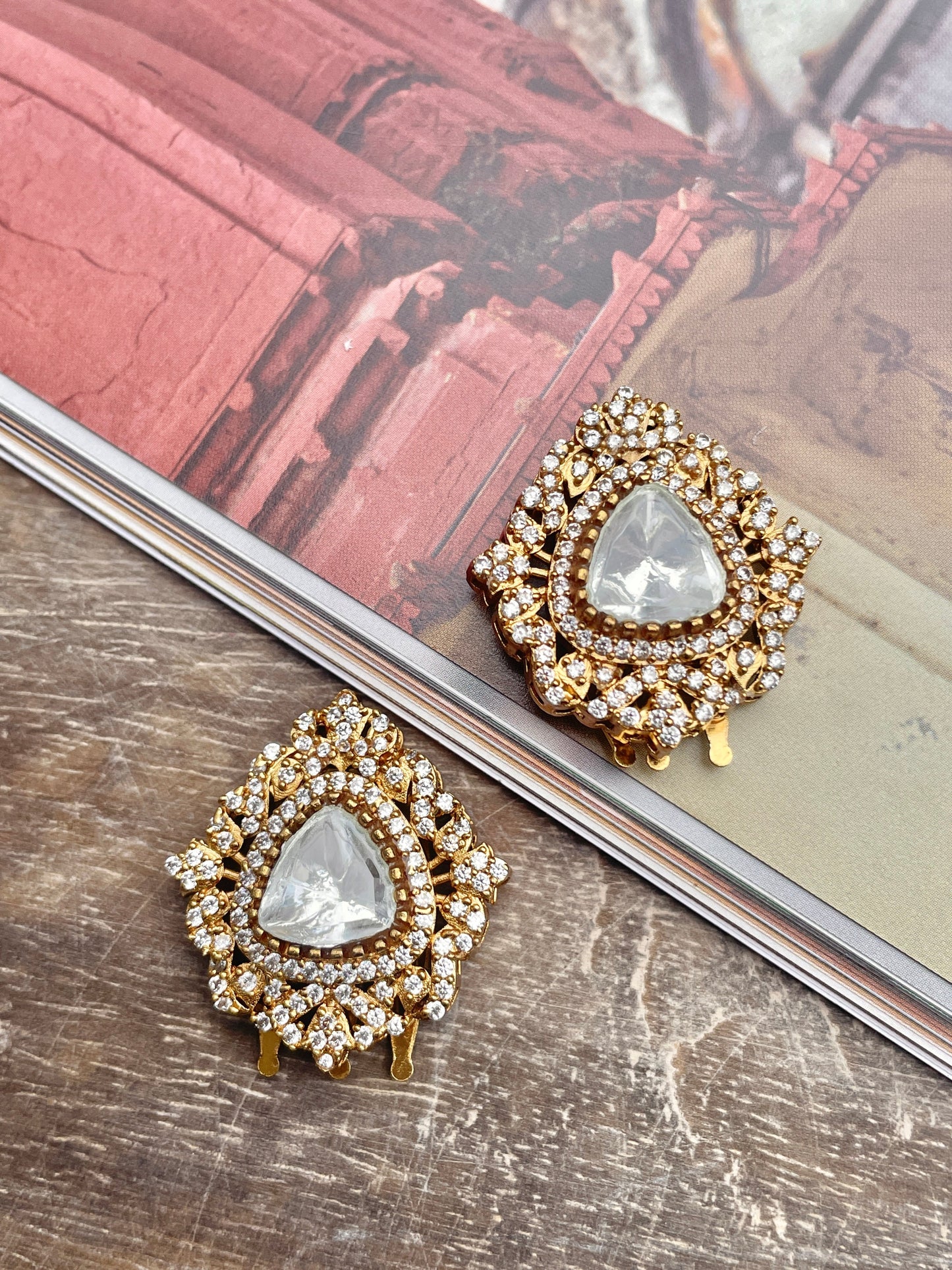 Mehra Polki and Zircon Hair Clip Set of 2