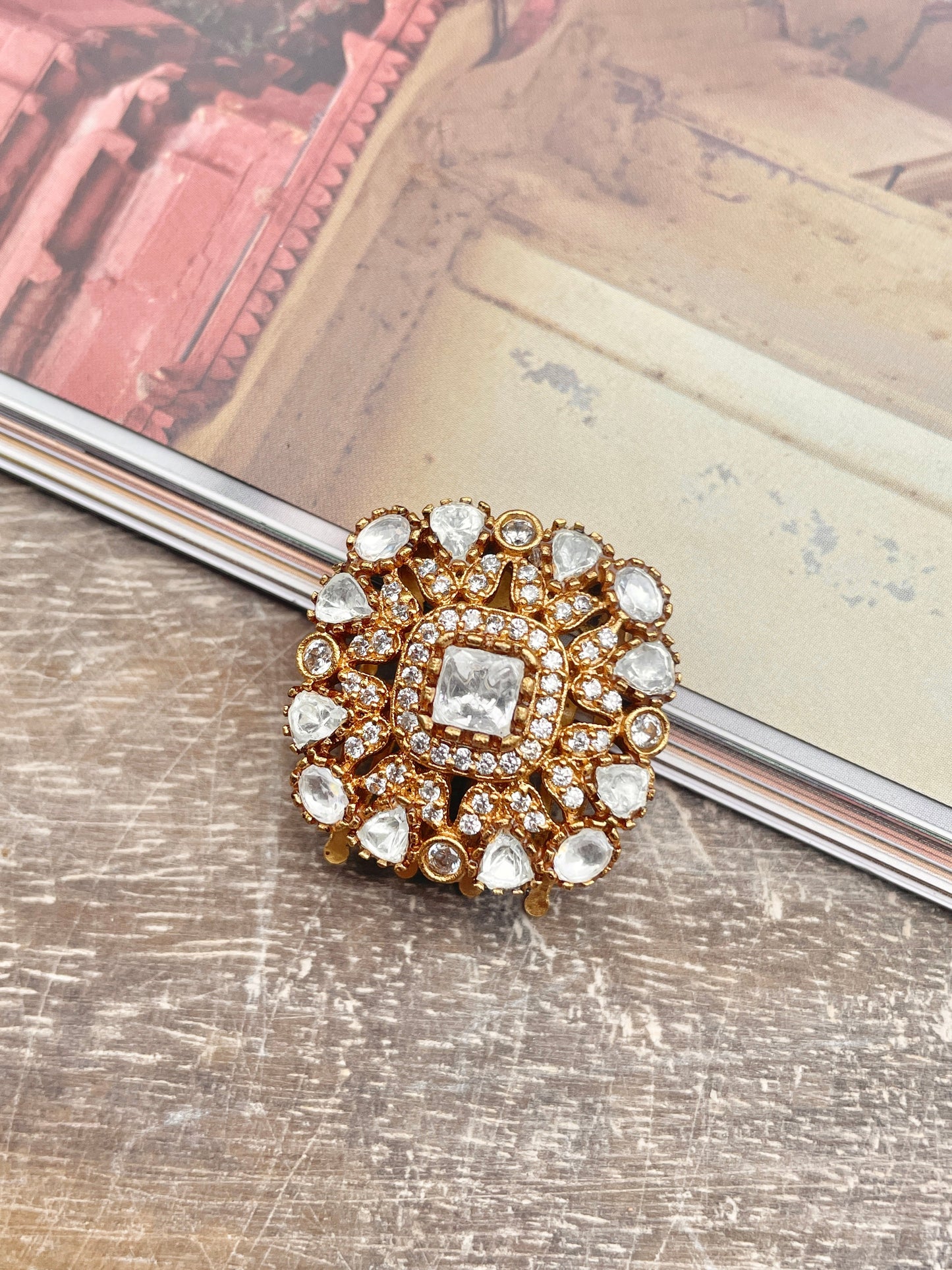 Zyra Polki and Zircon Hair Clip Set of 2