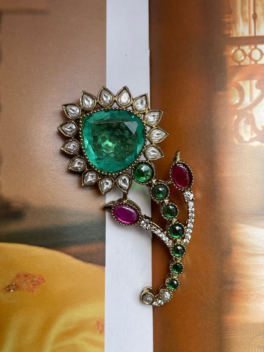 Marakata Emerald Polki Brooch ( Single )