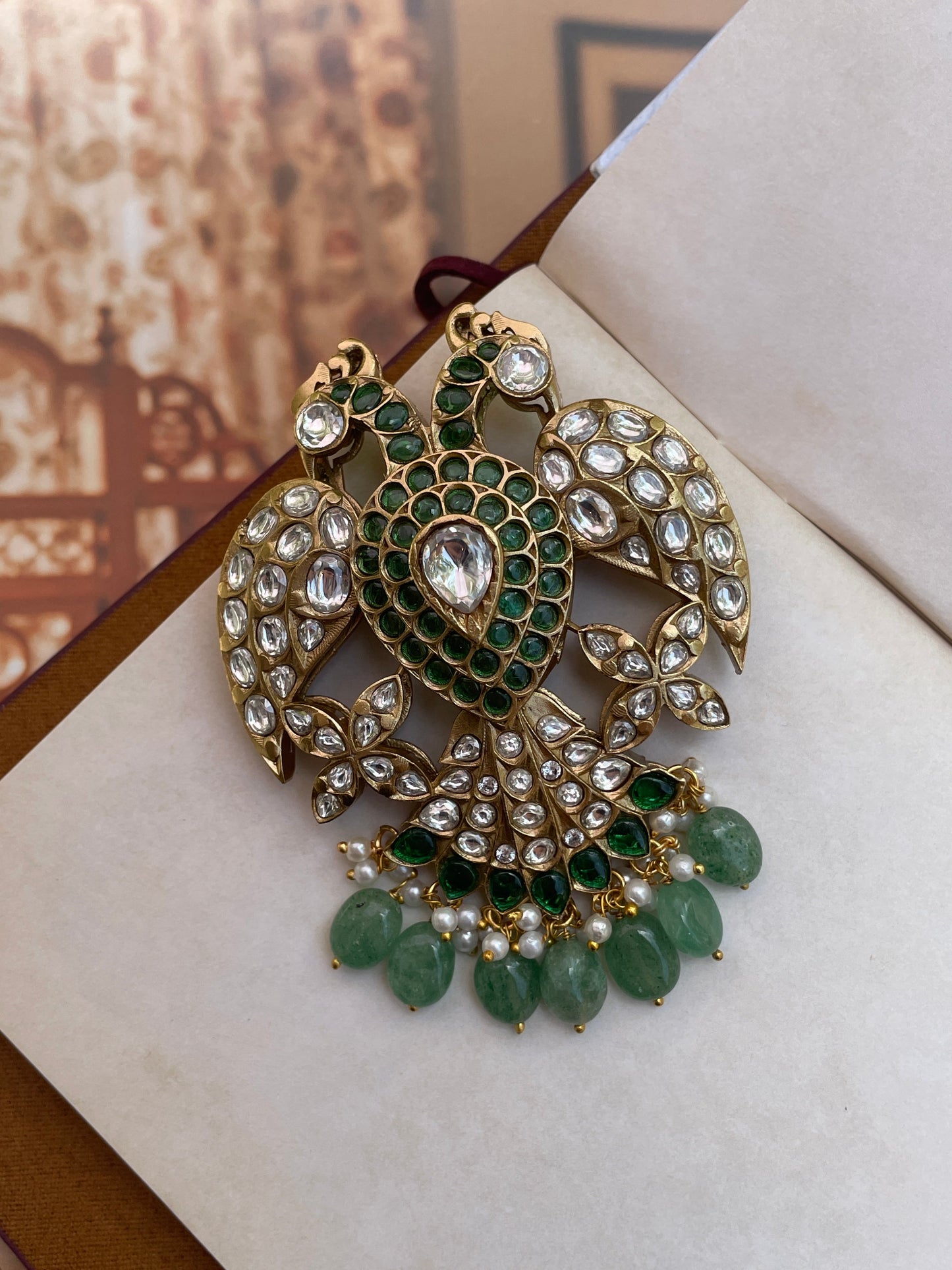Rajhans Peacock Polki Brooch