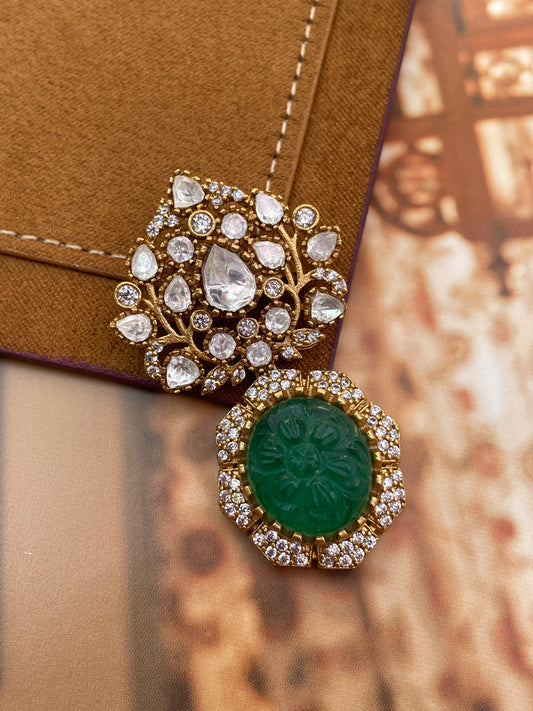 Sugreev Polki and Emerald Brooch