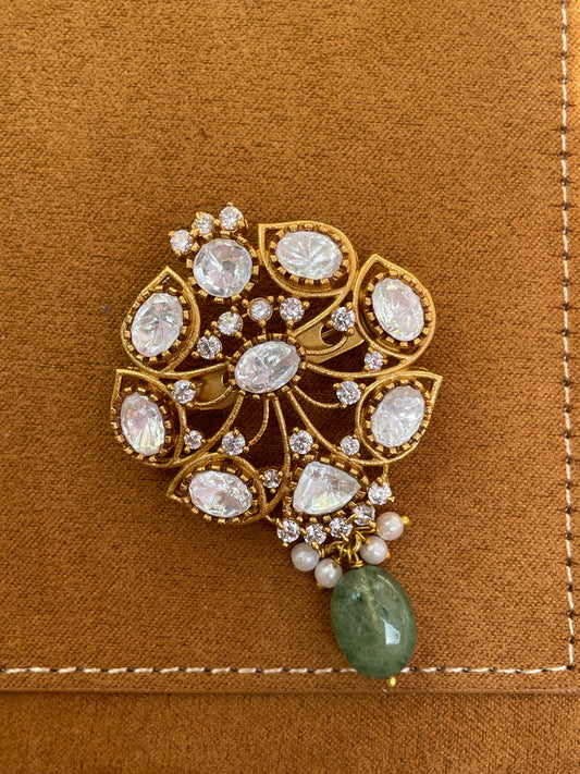 Prachin Polki and Jade Brooch