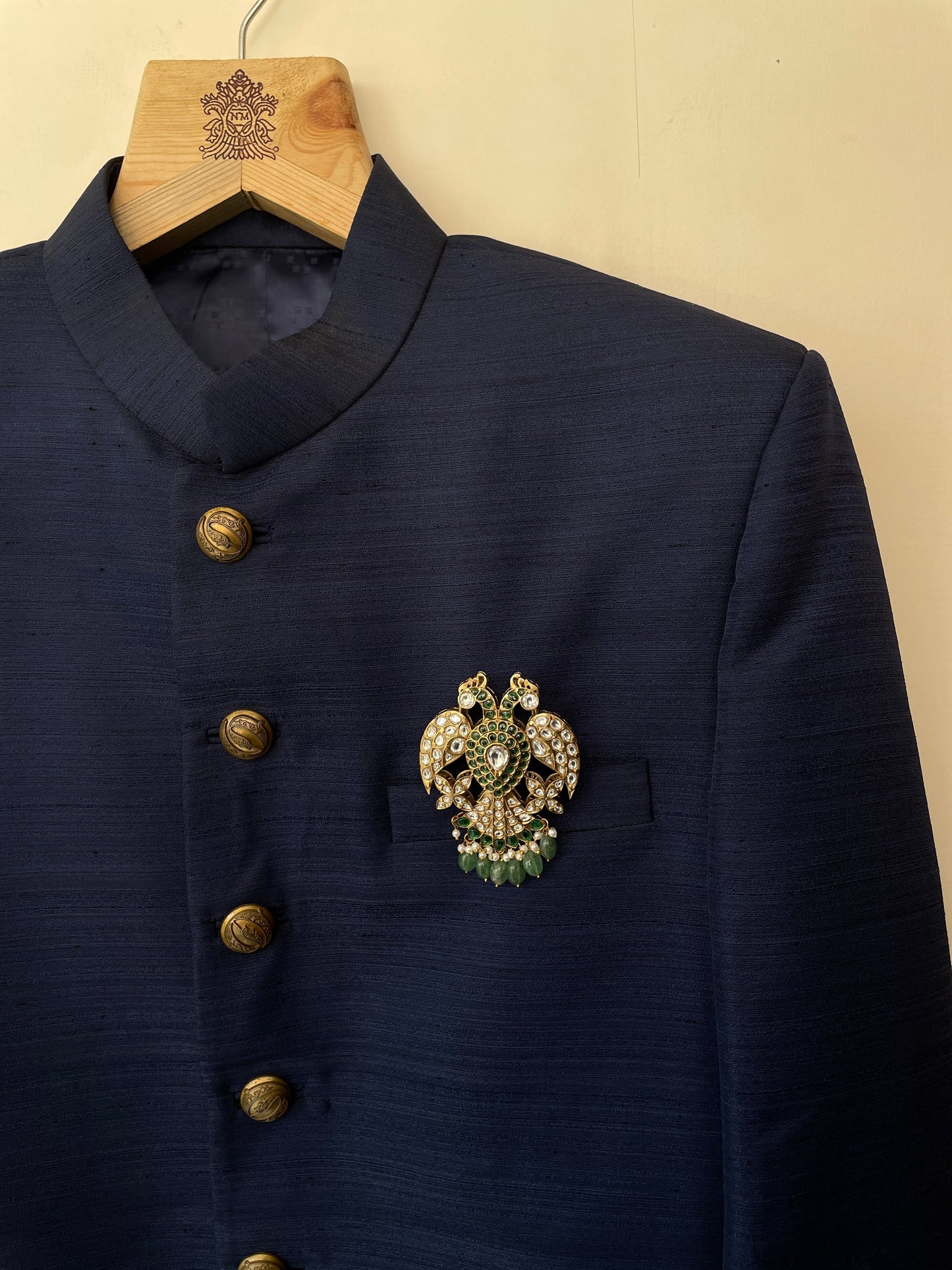 Rajhans Green Polki Brooch