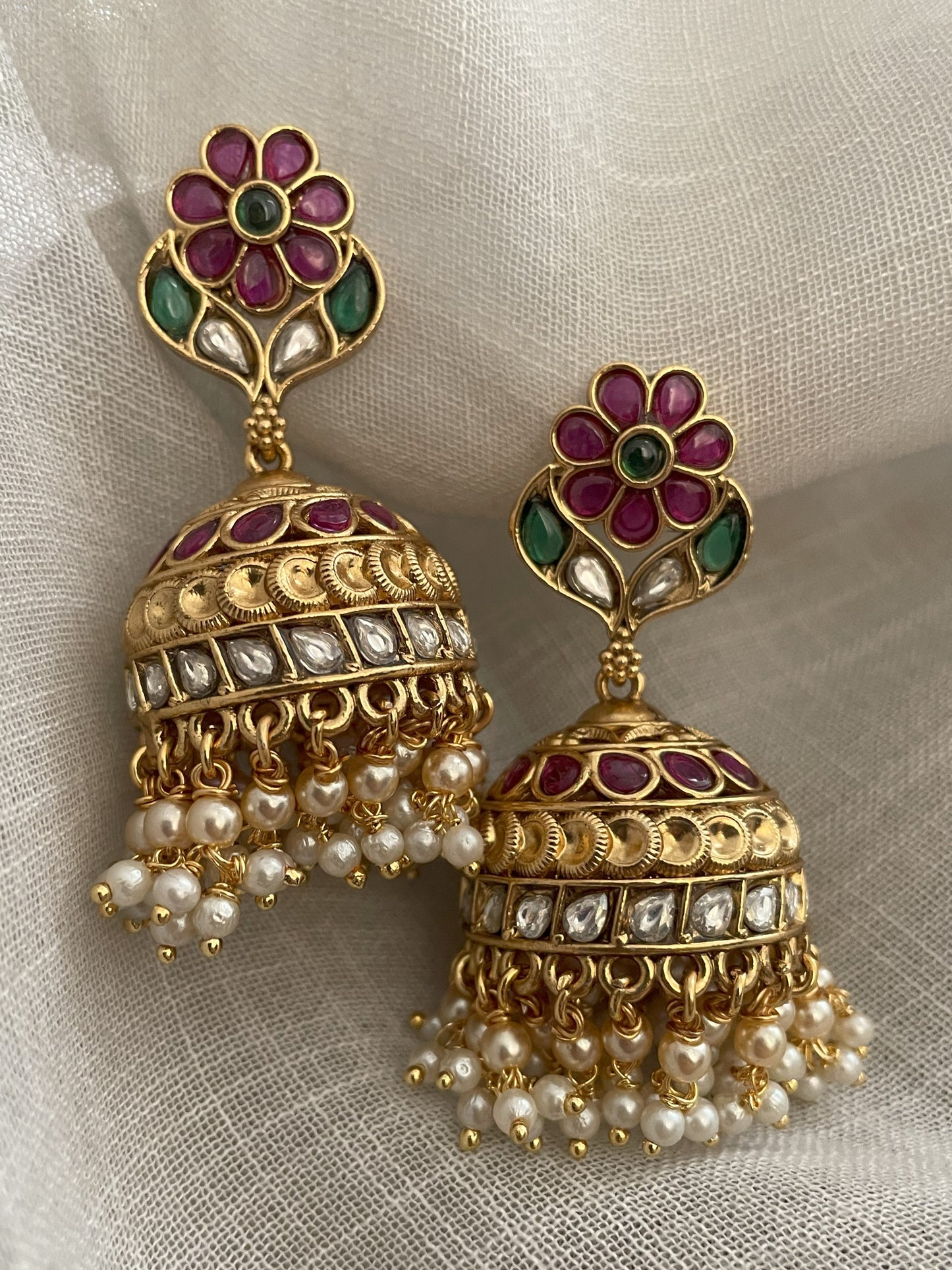 Pallavi Polki Temple Jhumki Earrings