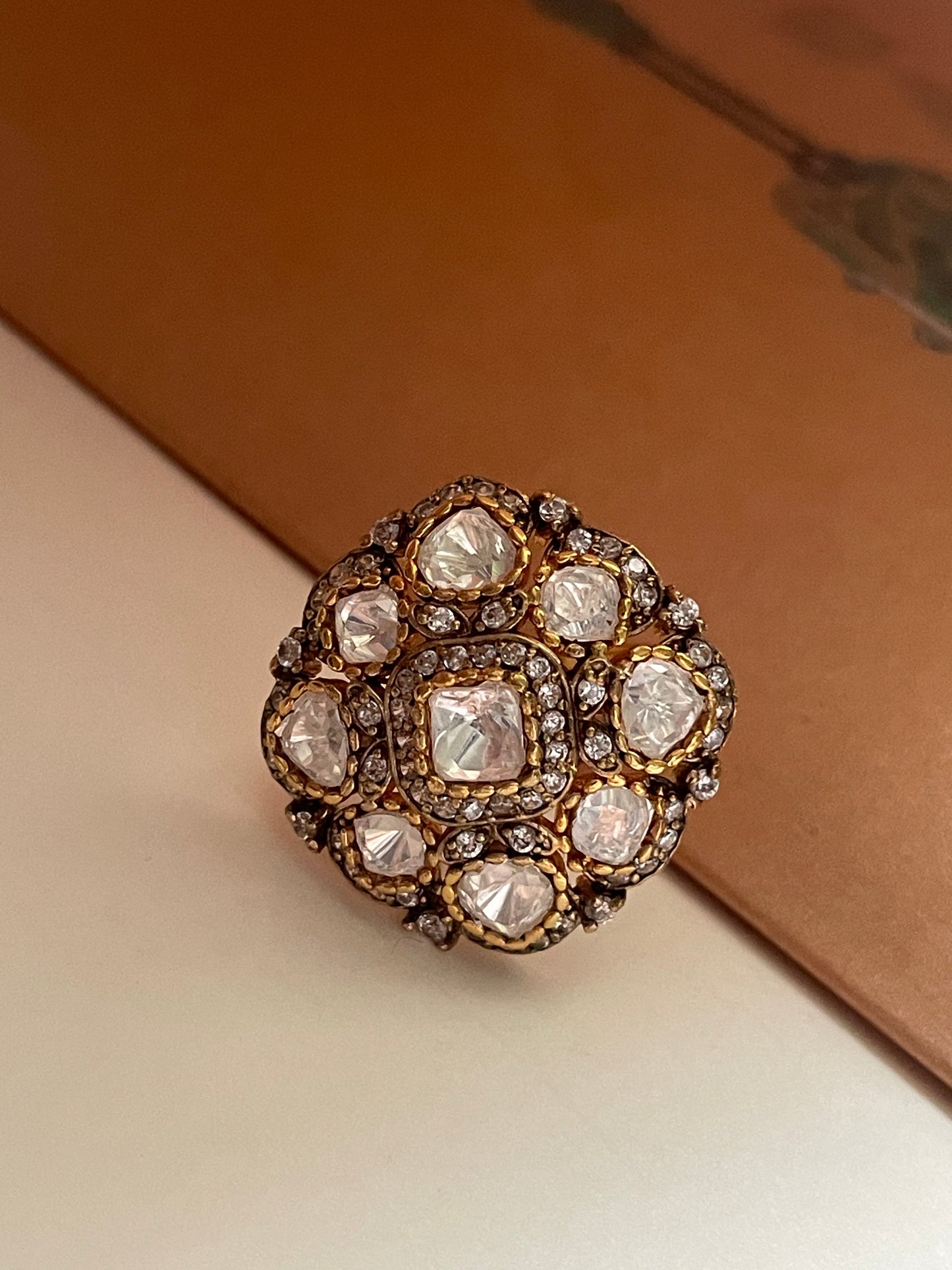 Gauhar Adjustable Polki Ring