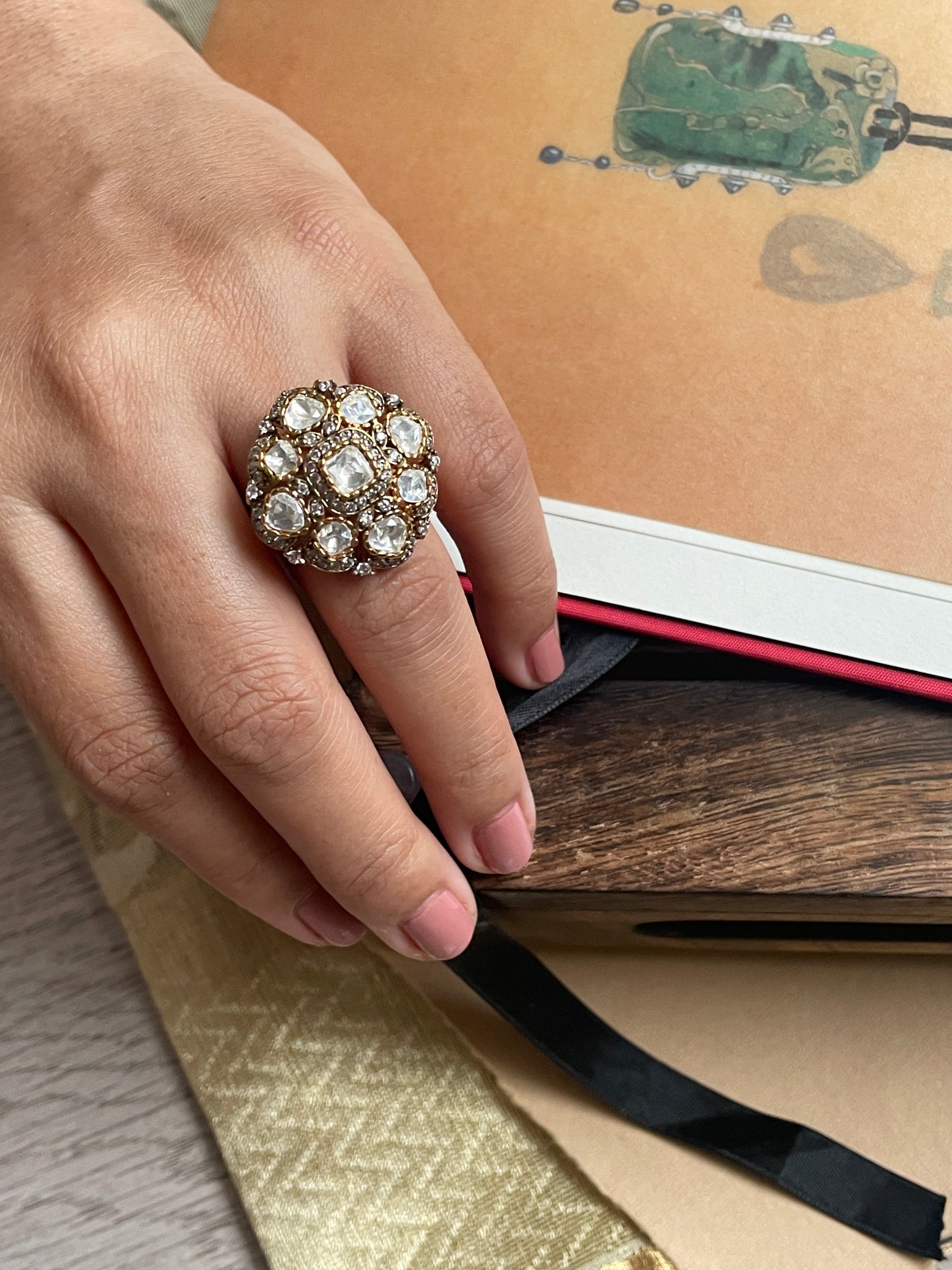 Gauhar Adjustable Polki Ring