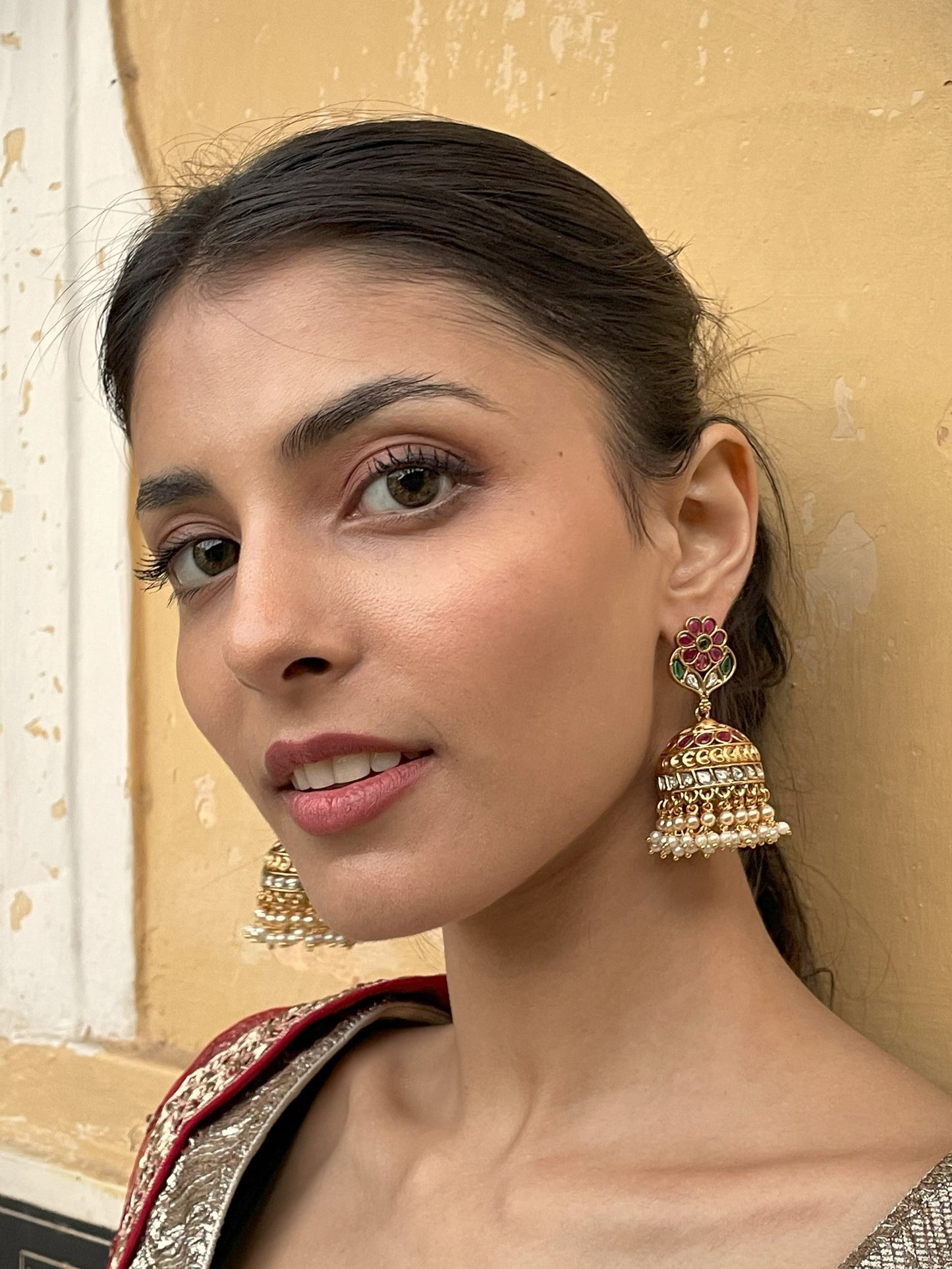 Pallavi Polki Temple Jhumki Earrings
