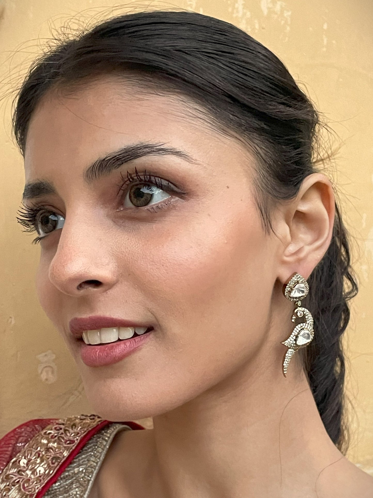 Narain Niwas Polki Parrot  Victorian Earrings