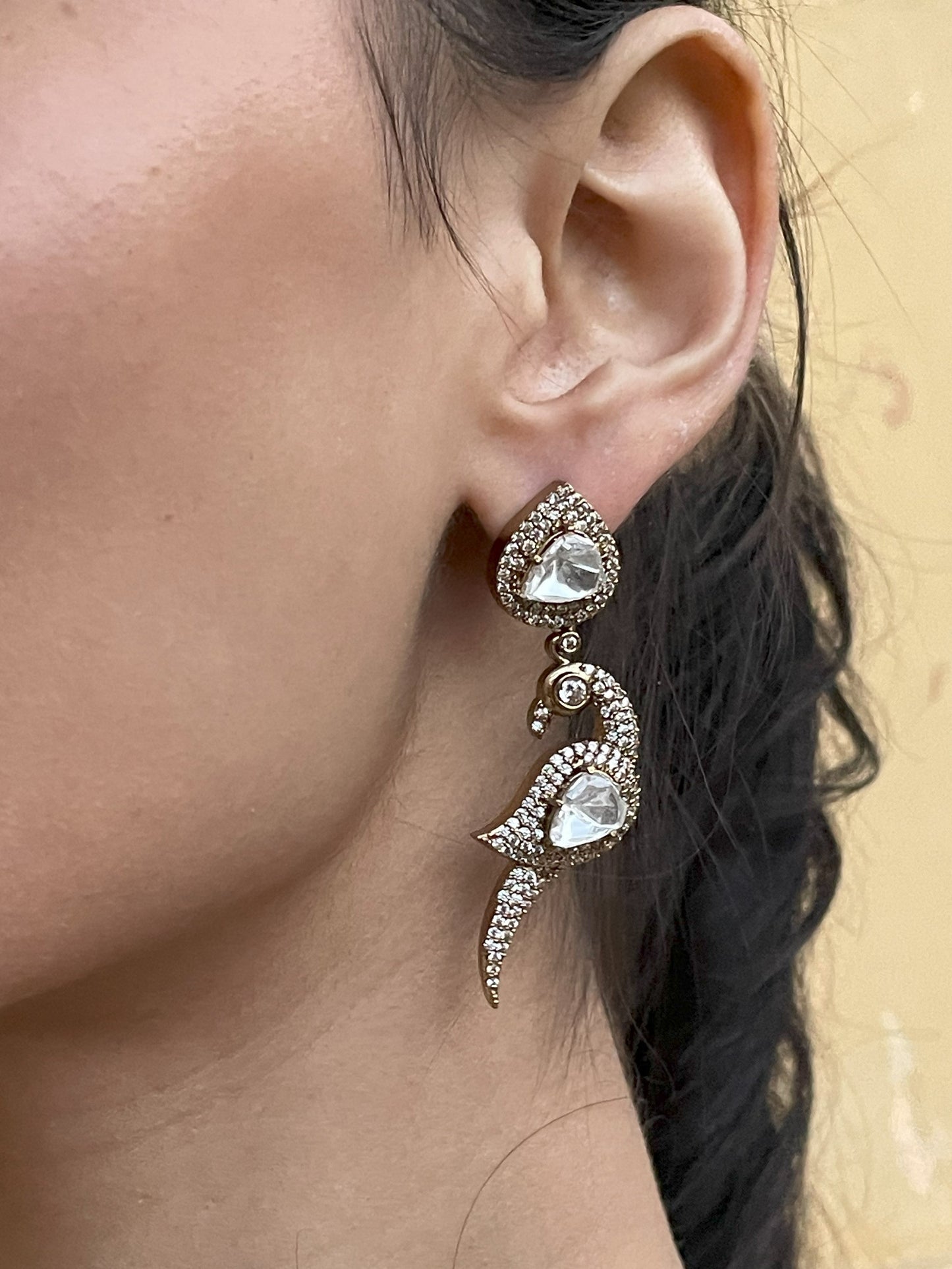 Narain Niwas Polki Parrot  Victorian Earrings
