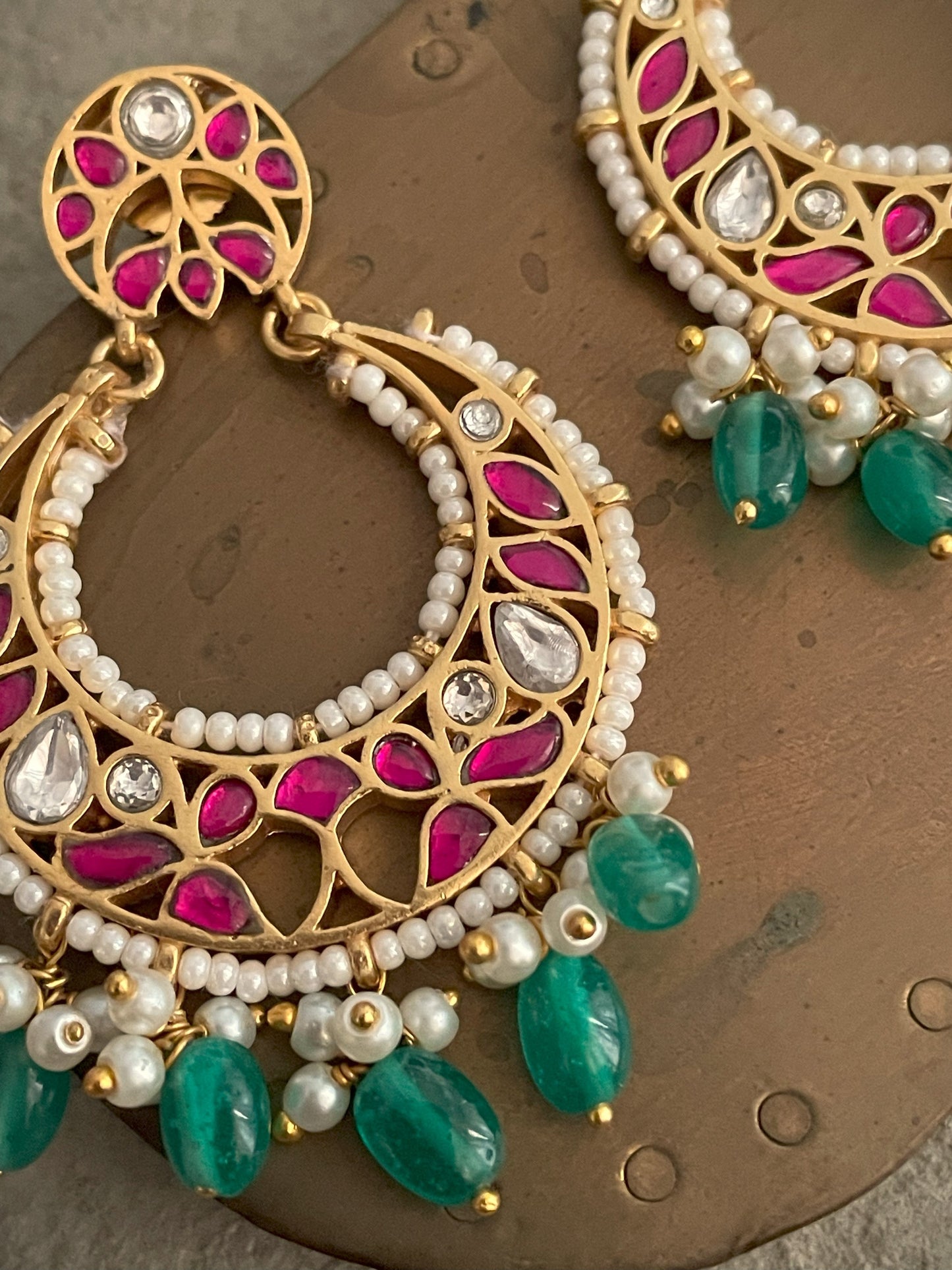 Pratima Polki & Onyx Chaandbaali Earrings