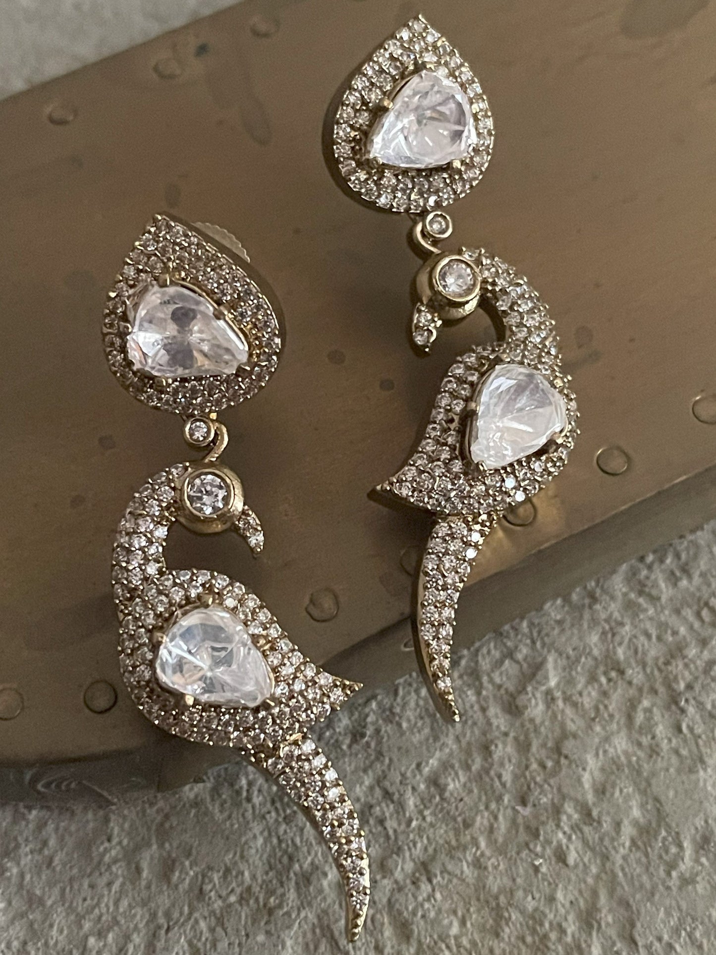 Narain Niwas Polki Parrot  Victorian Earrings