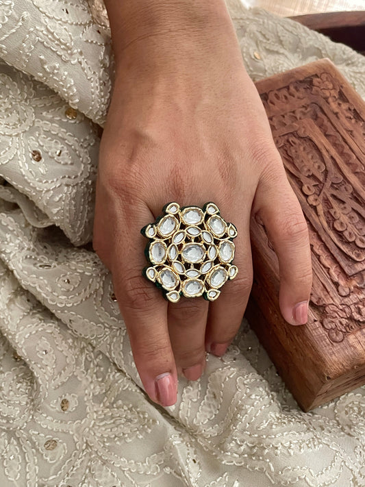 Saanjh Kundan Adjustable Ring