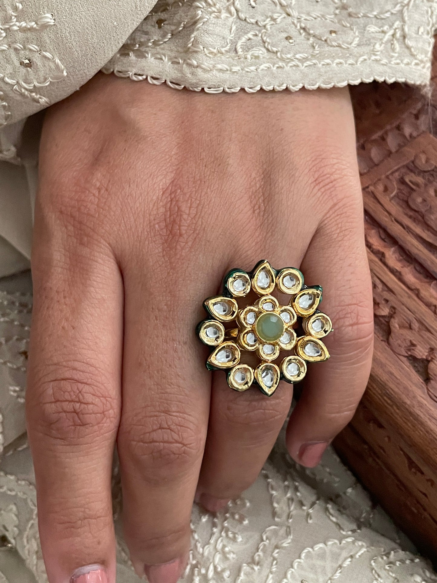 Rooh Kundan Adjustable Ring