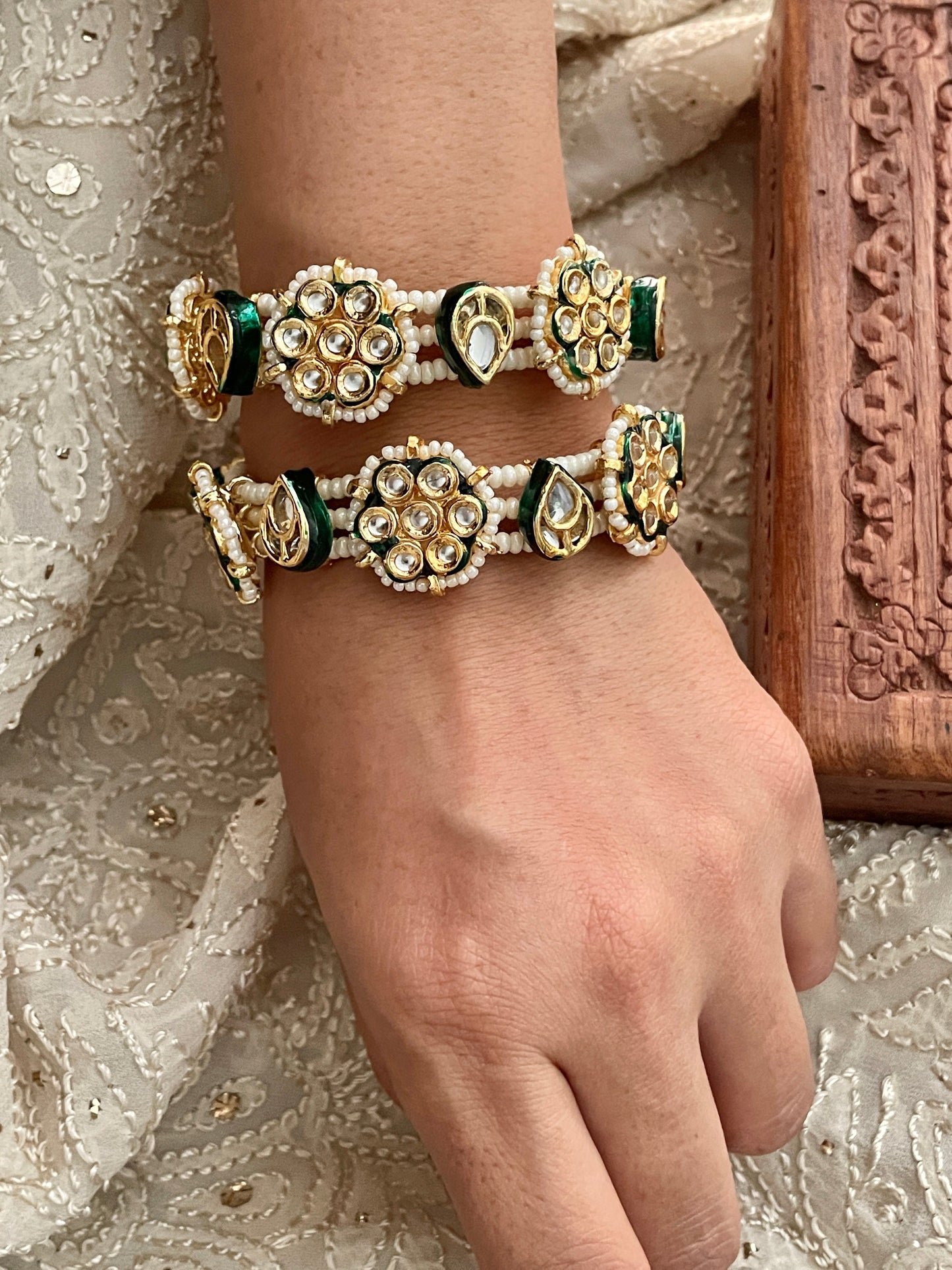 Trishna Kundan & Pearl Bangles