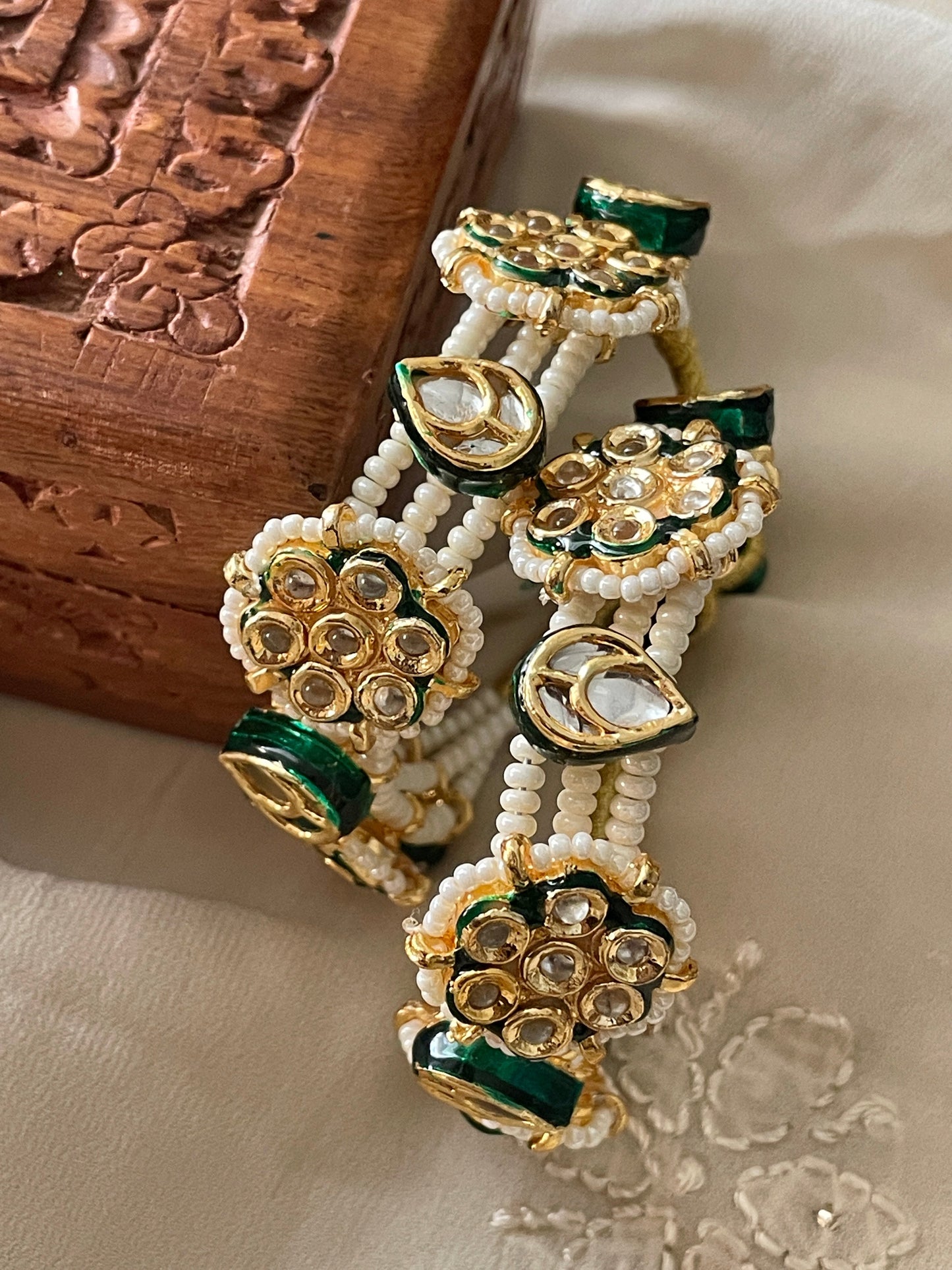 Trishna Kundan & Pearl Bangles