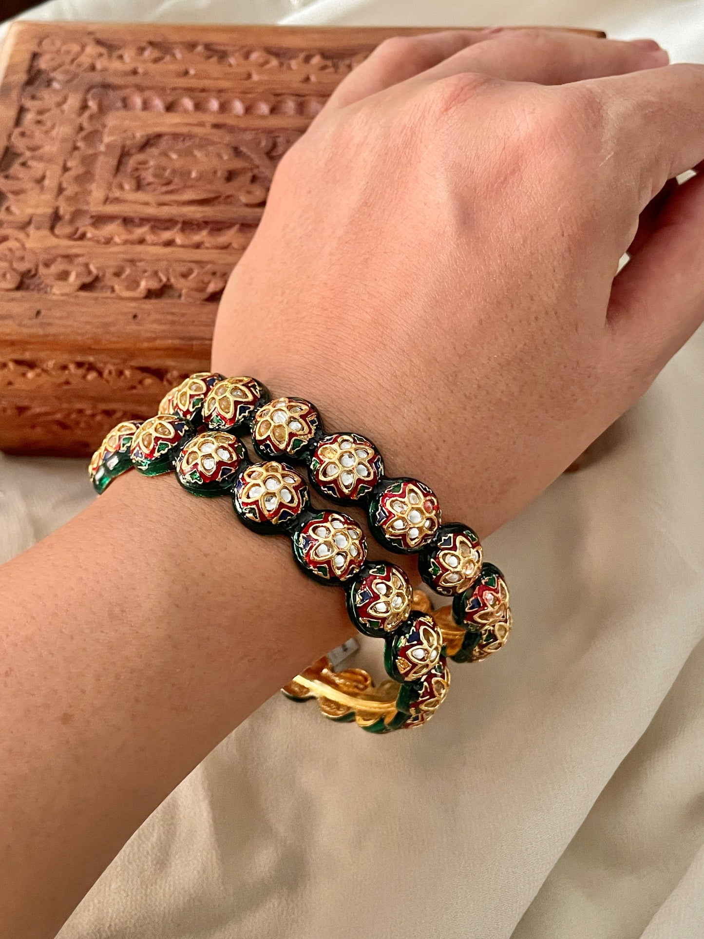 Kesar Kundan Meenakaari Bangles