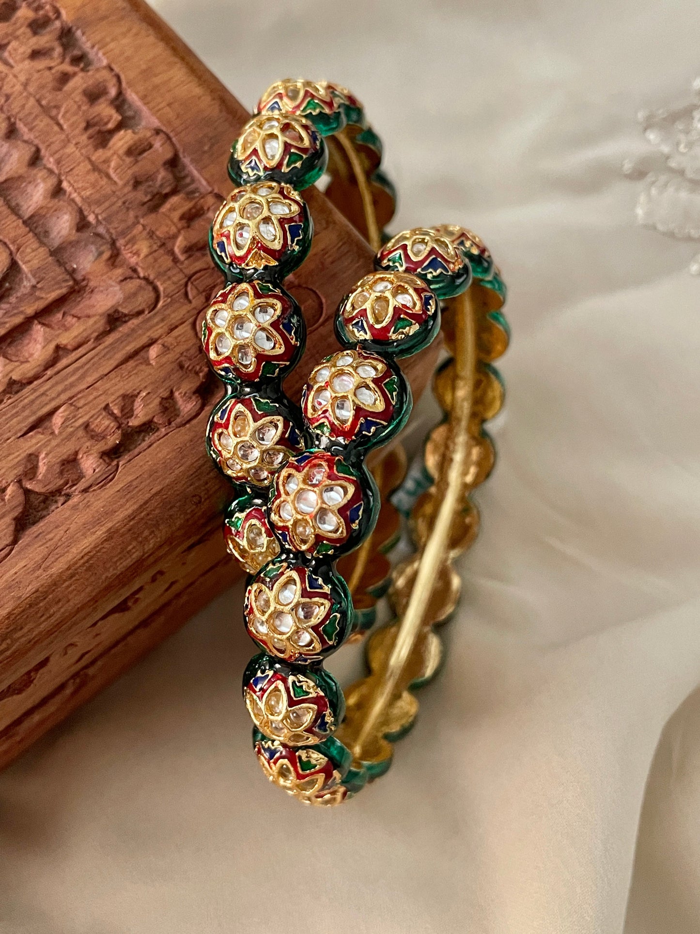 Kesar Kundan Meenakaari Bangles