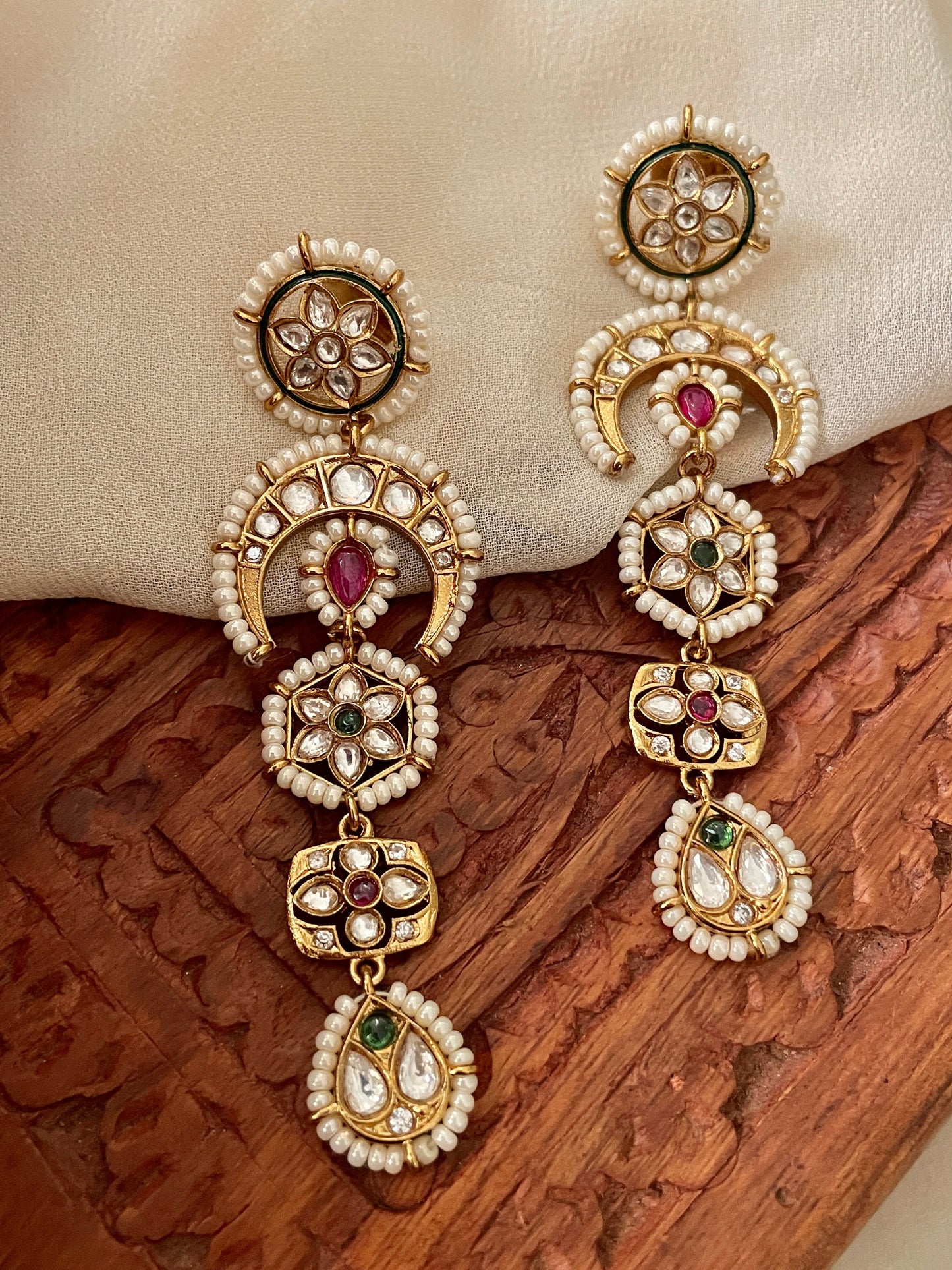 Nilay Polki and Pearl Earrings
