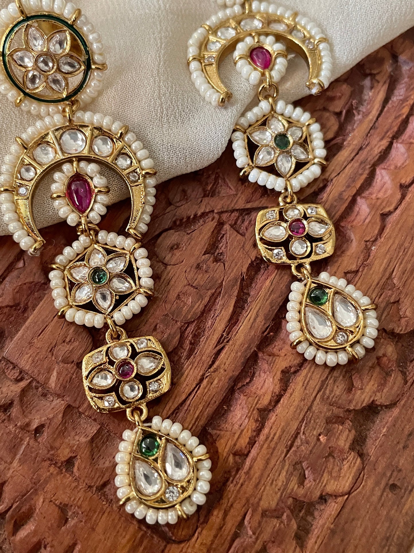 Nilay Polki and Pearl Earrings