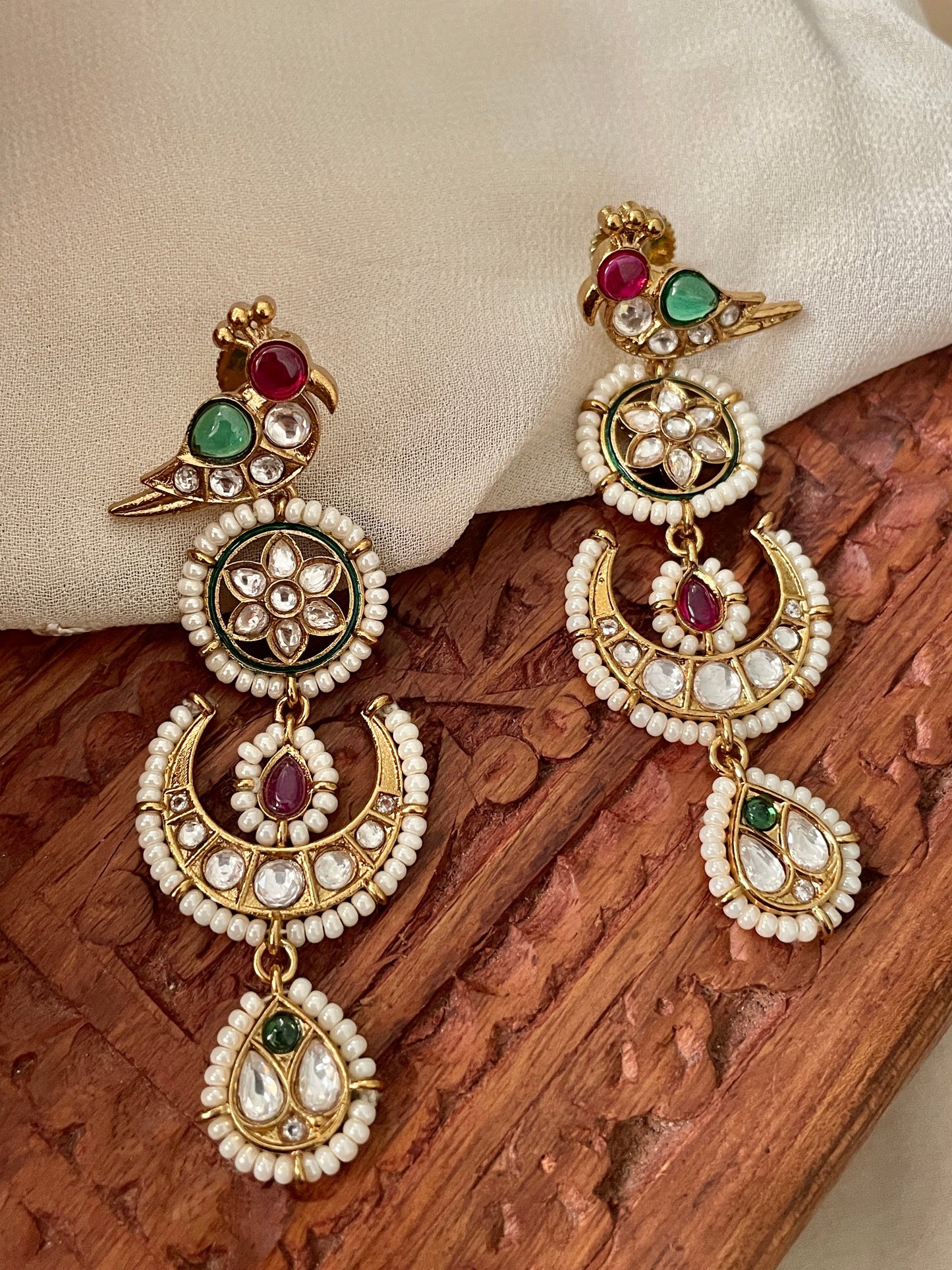 Pakshi Moissanite Polki Earrings
