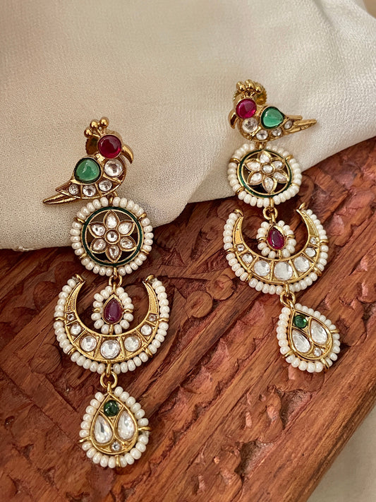 Pakshi Moissanite Polki Earrings