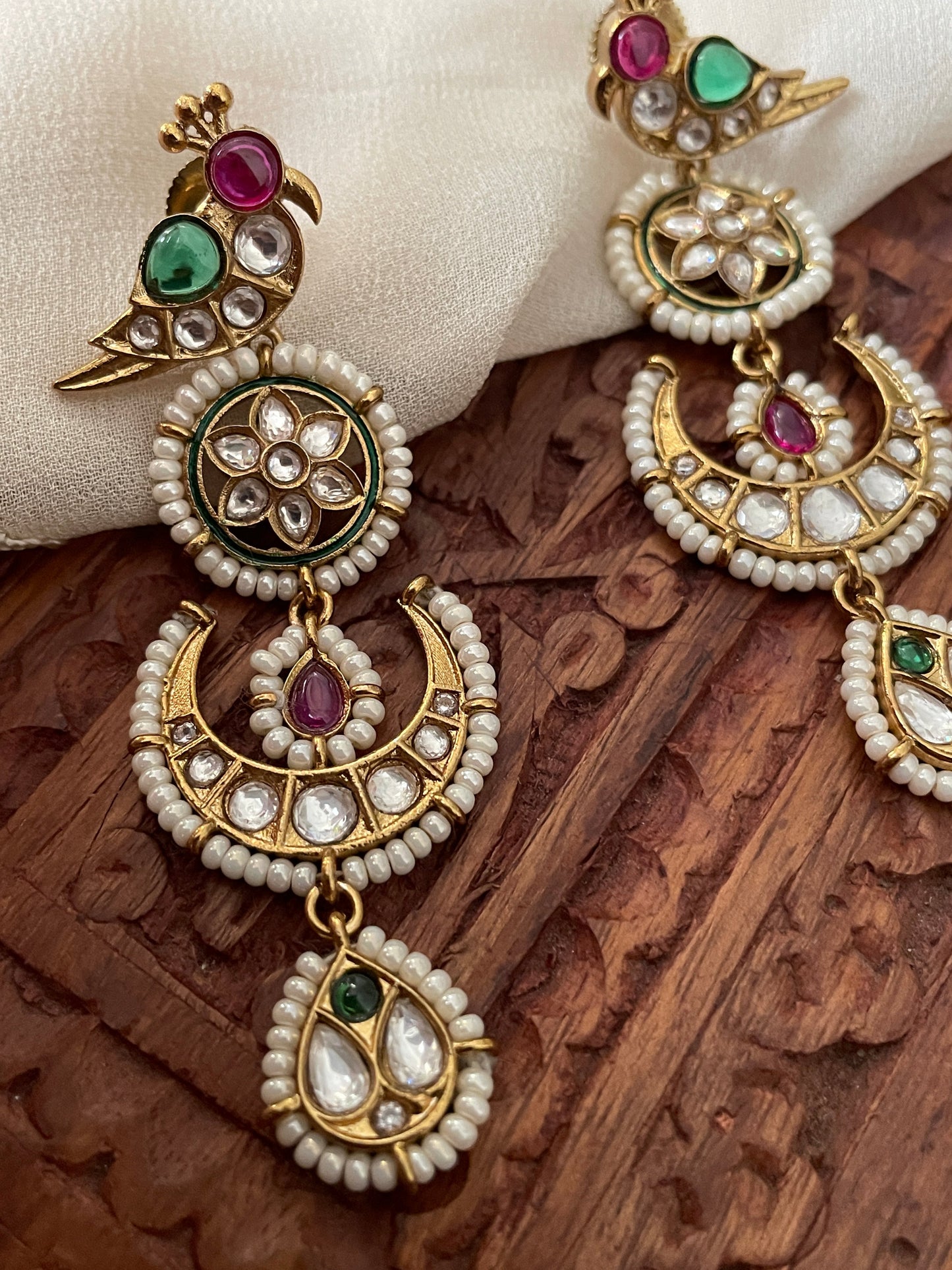 Pakshi Moissanite Polki Earrings