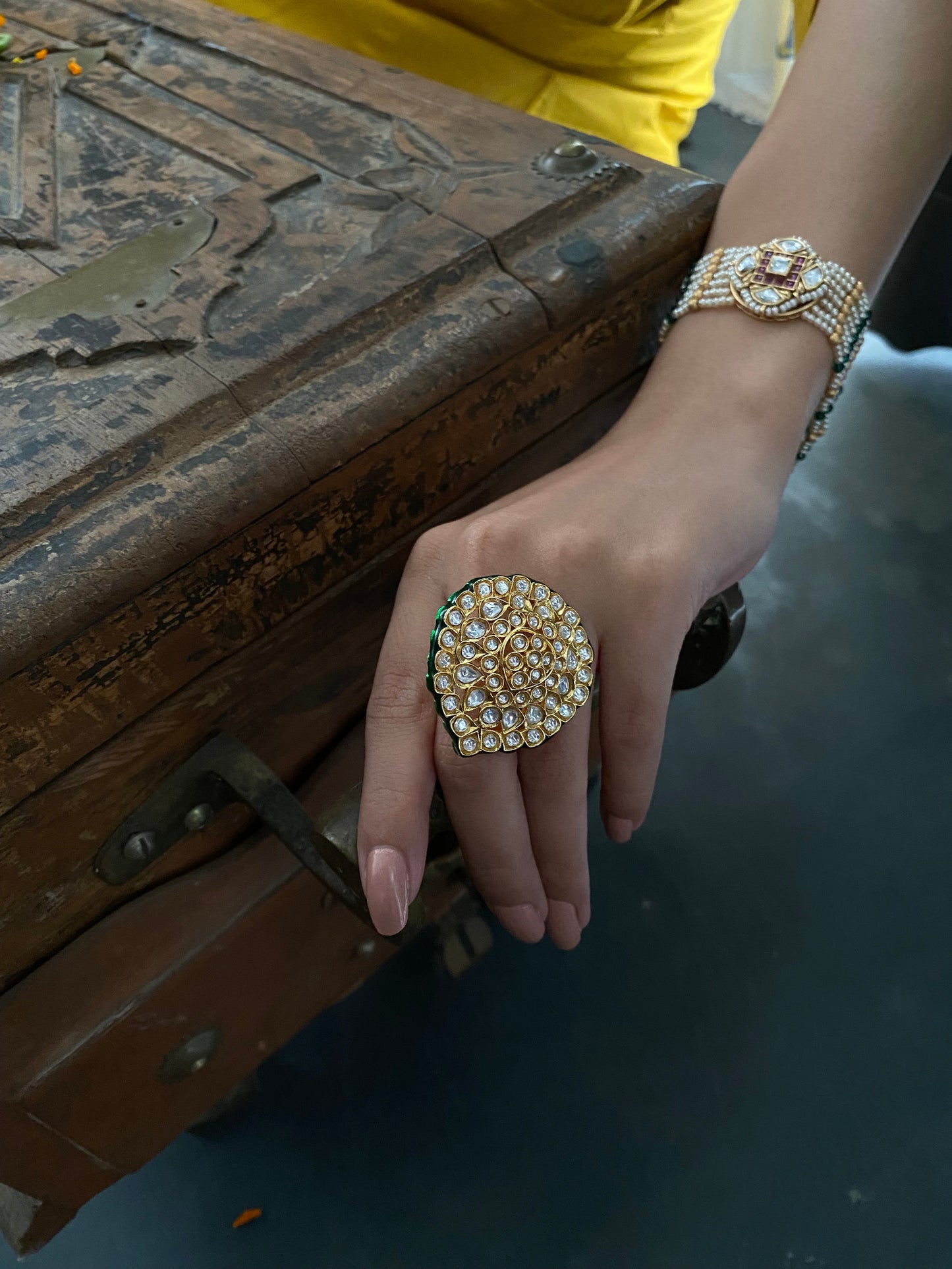 Isha Adjustable Polki Ring