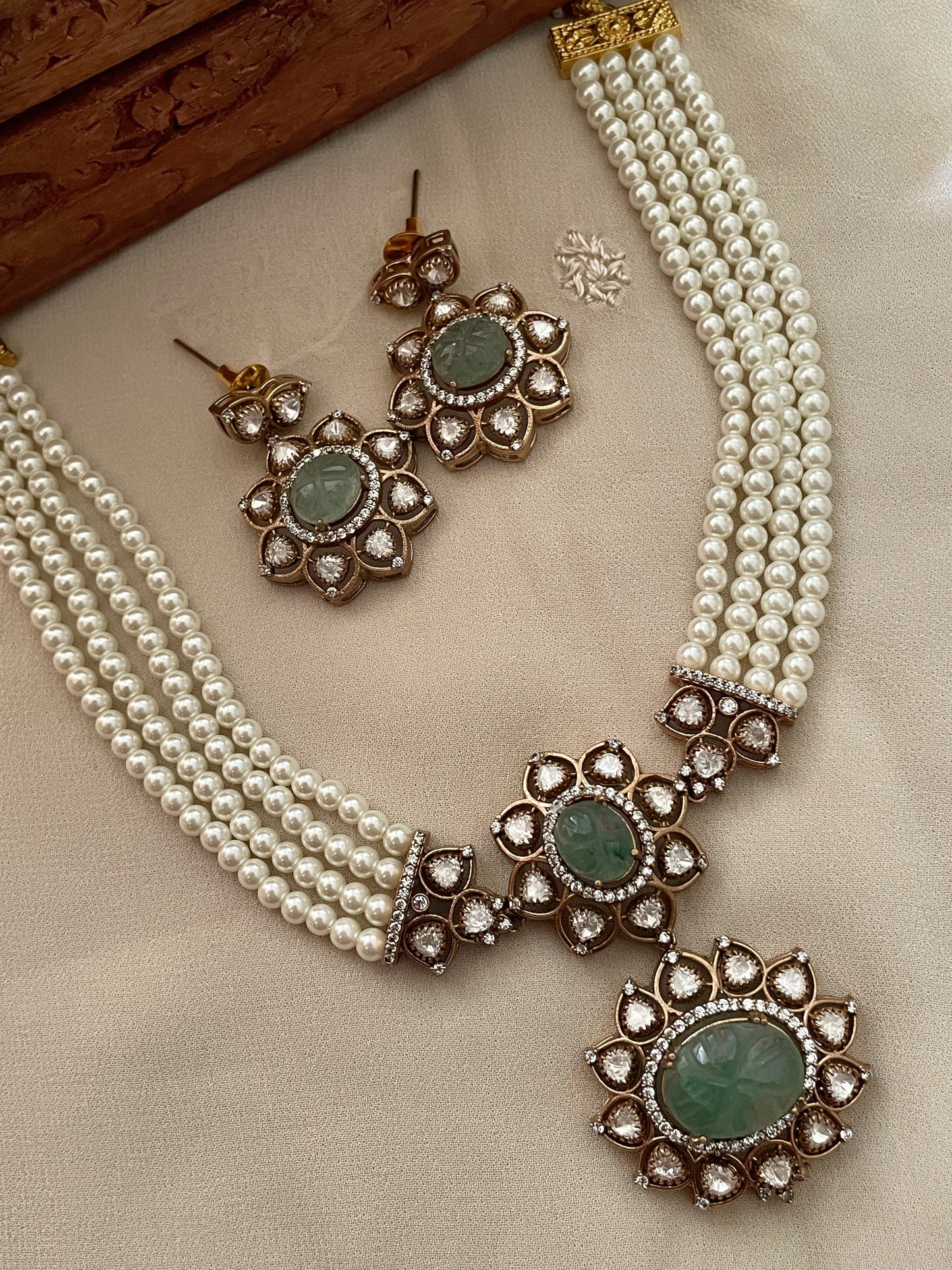 Rukmini Polki and Pearl Necklace Set