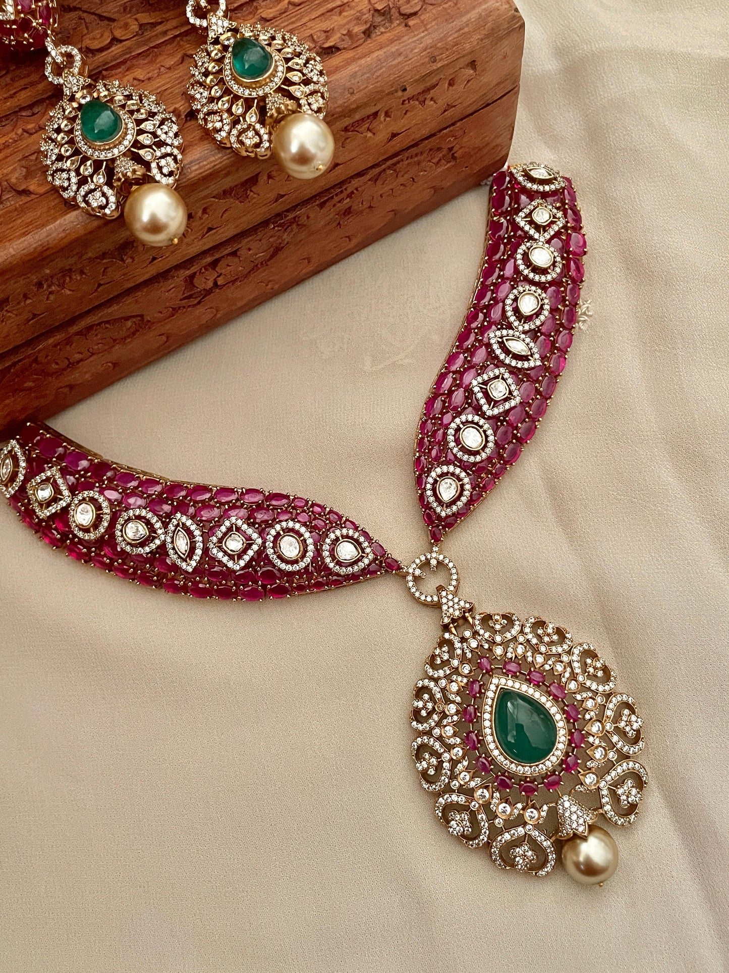 Indrani Ruby Necklace Set