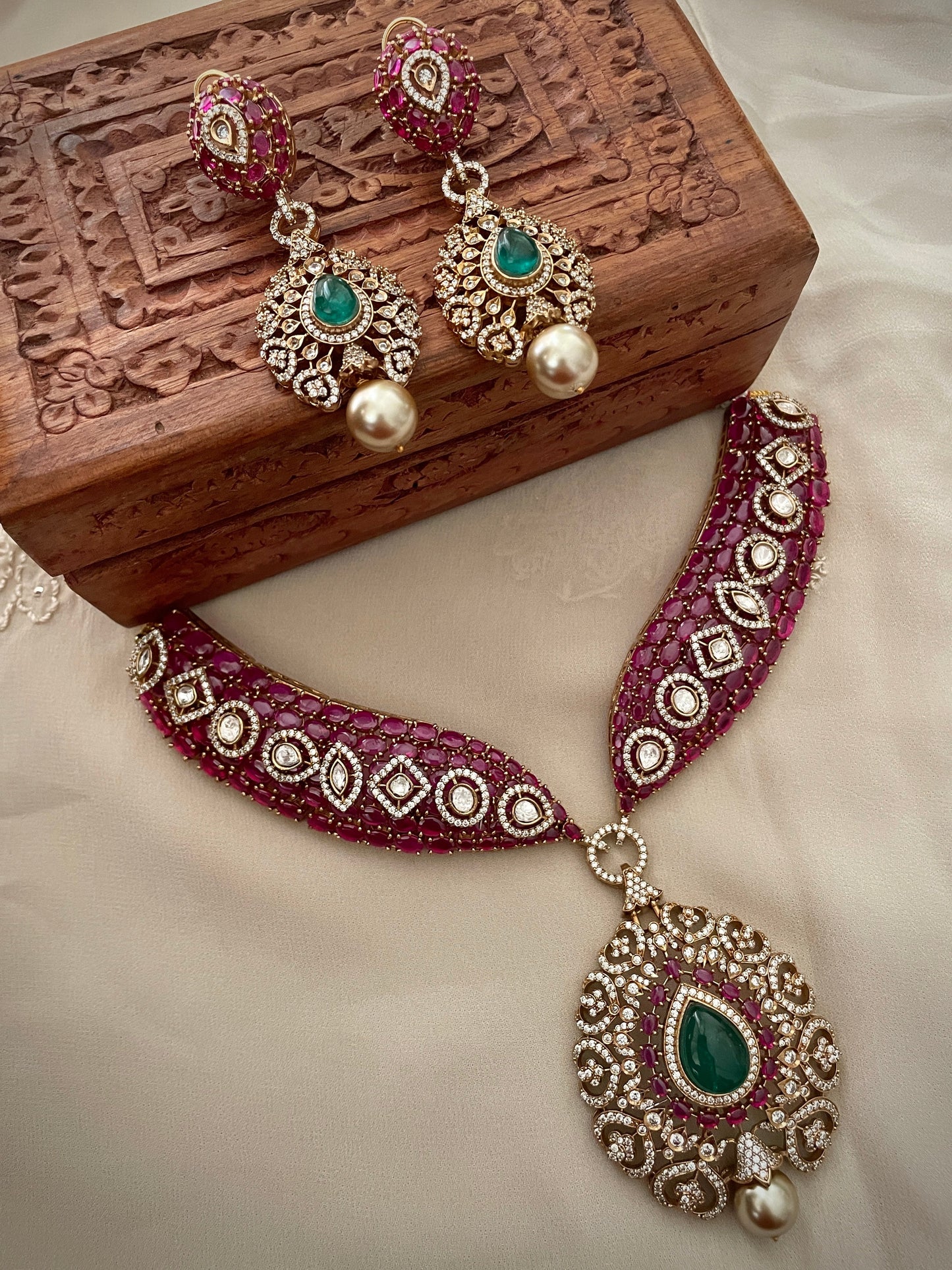 Indrani Ruby Necklace Set