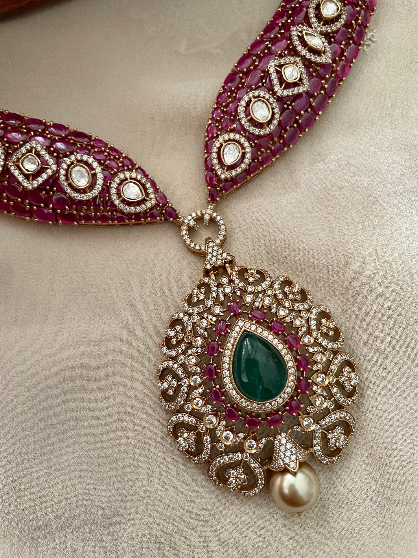 Indrani Ruby Necklace Set