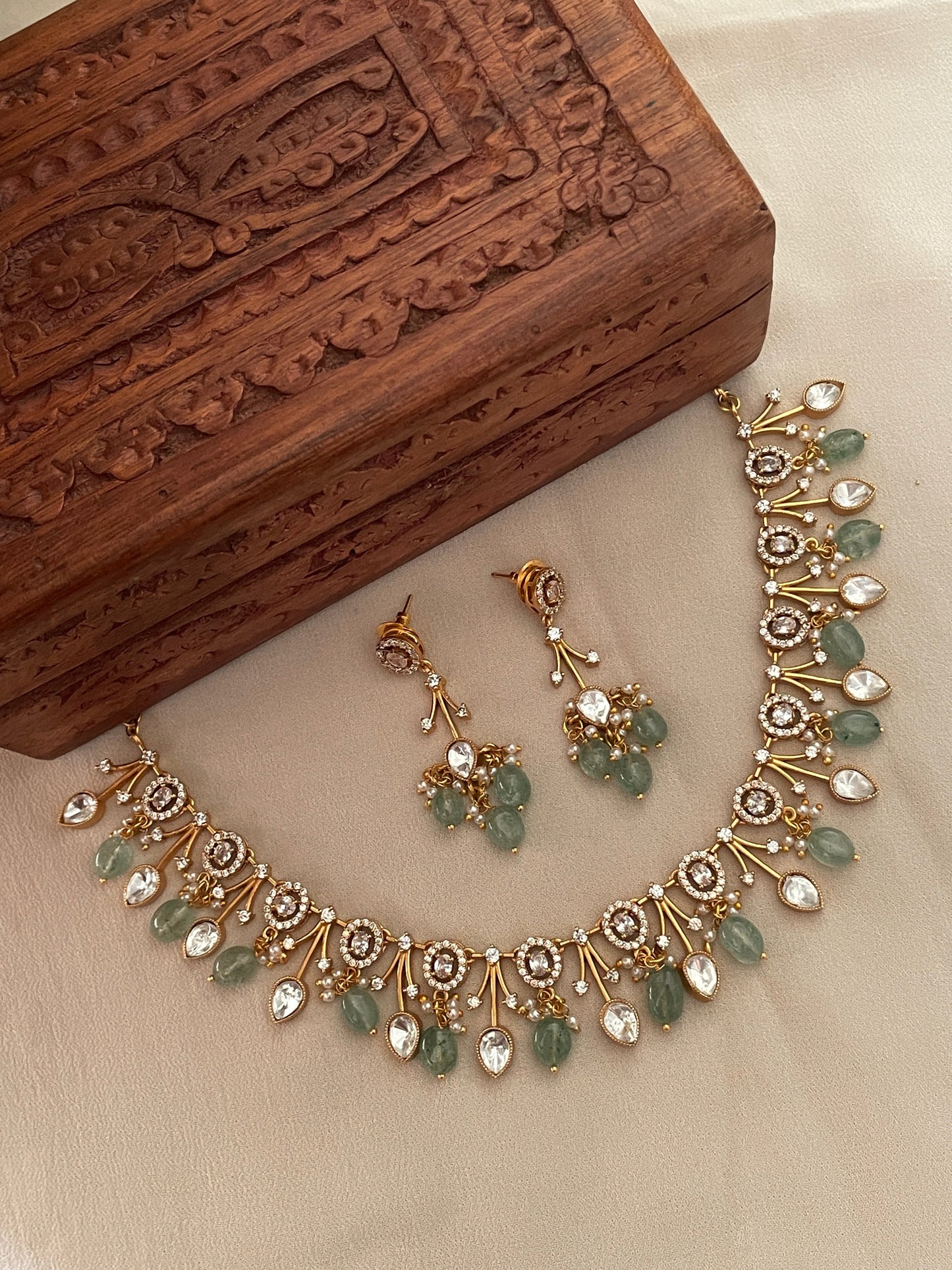Savera Polki and Jade Necklace Set