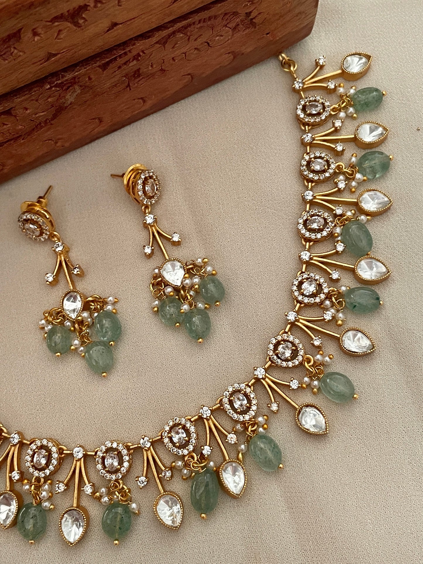 Savera Polki and Jade Necklace Set