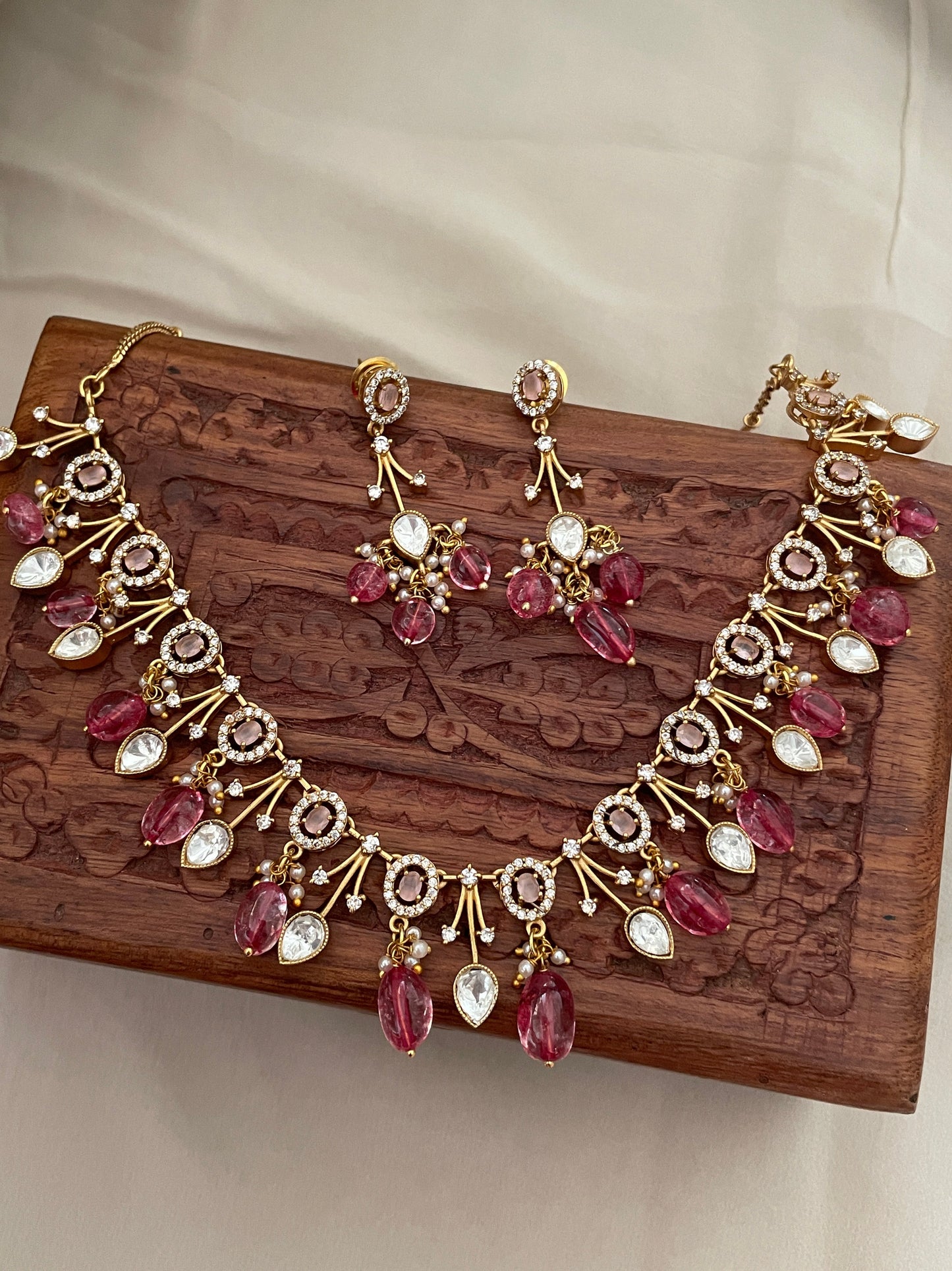 Sandhya Polki & Ruby Necklace Set
