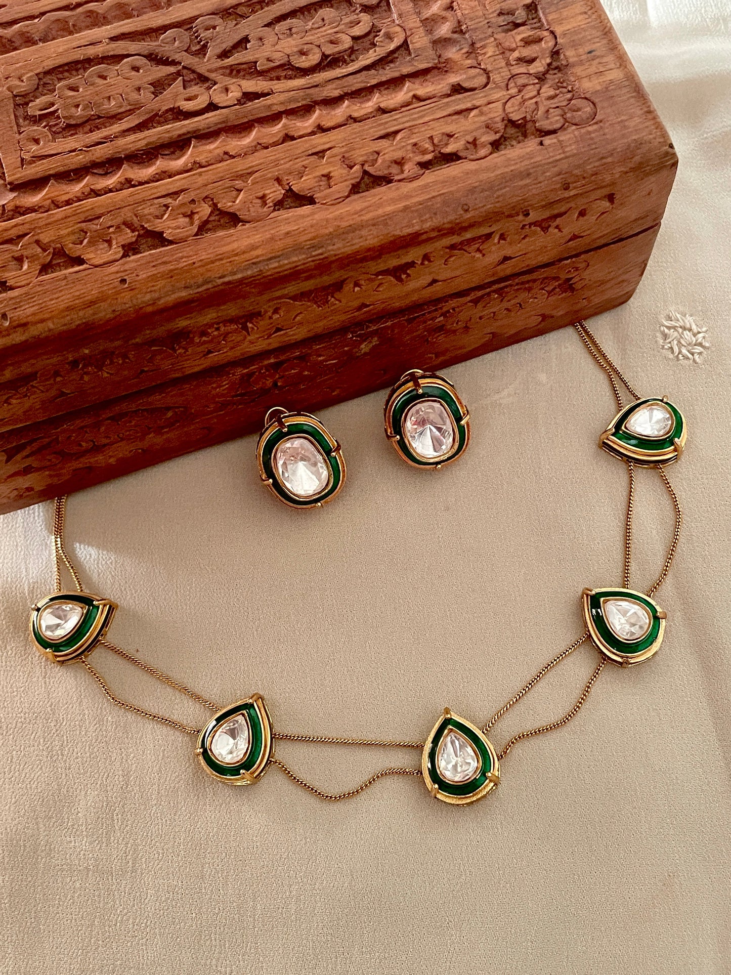 Chitralekha Enamel Polki Necklace Set