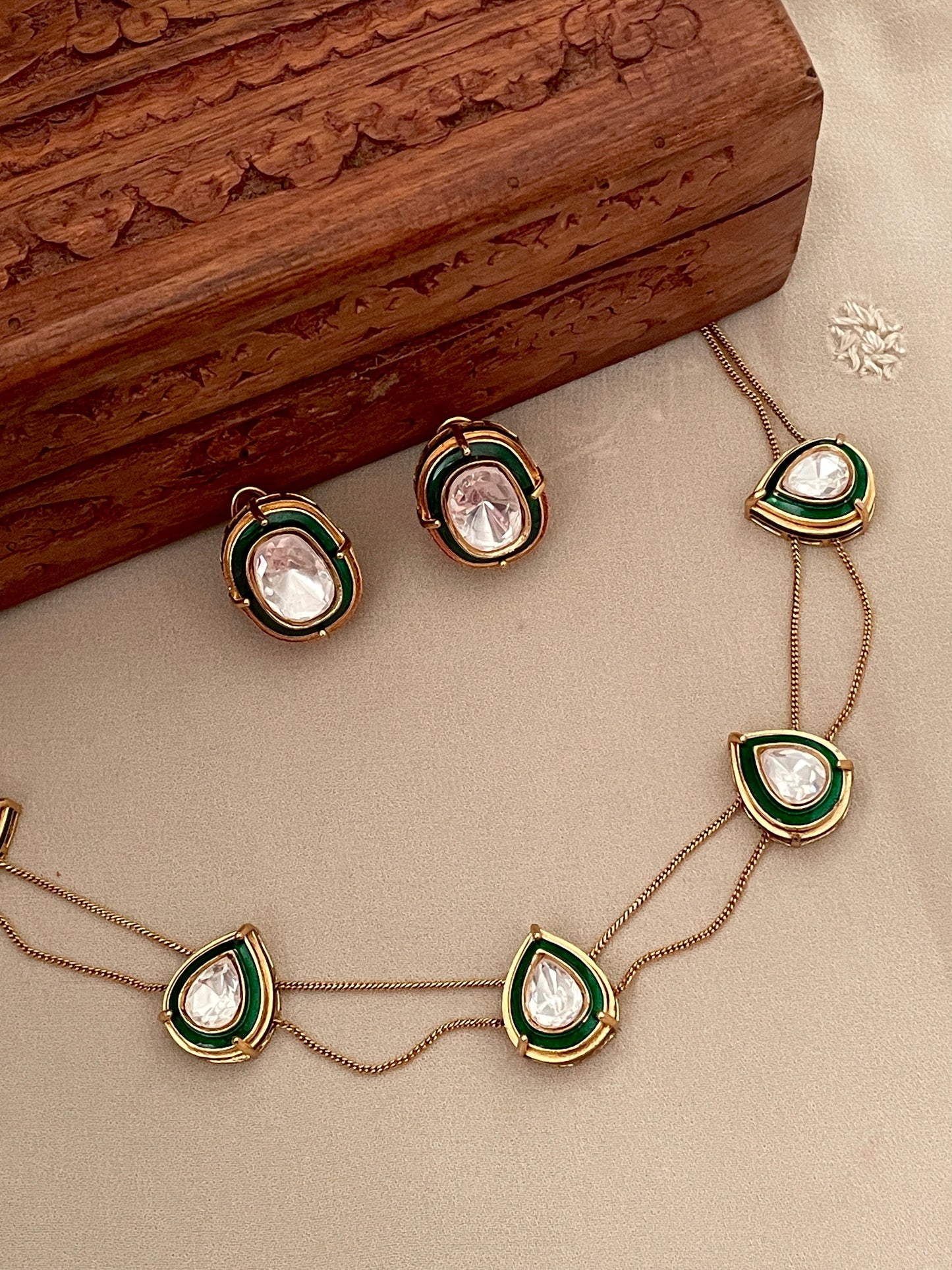 Chitralekha Enamel Polki Necklace Set