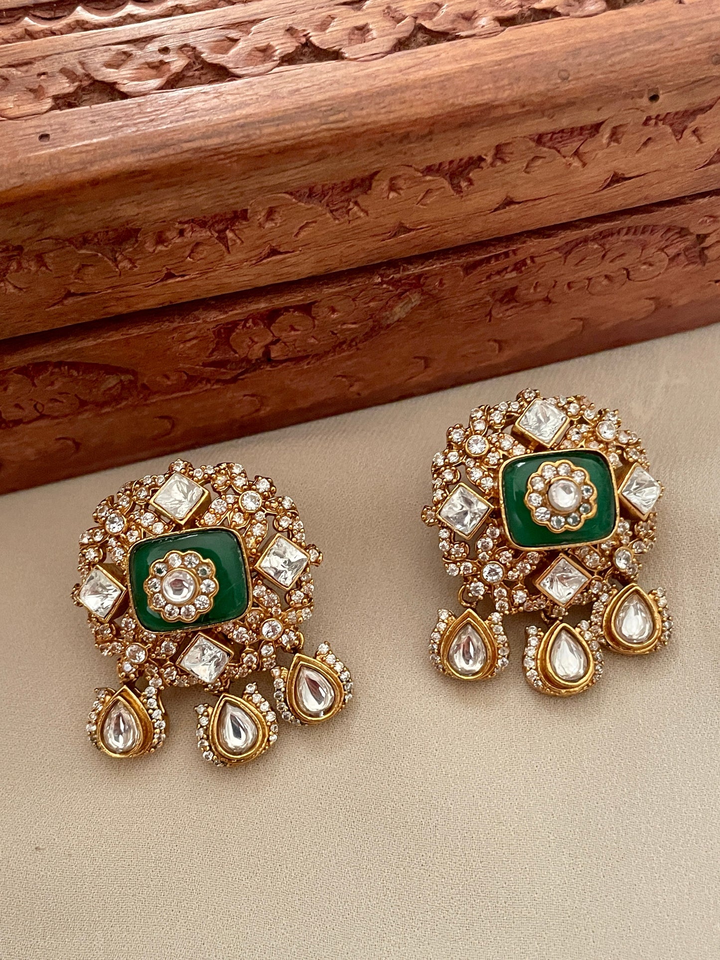 Surabhi Polki and Emerald Studs
