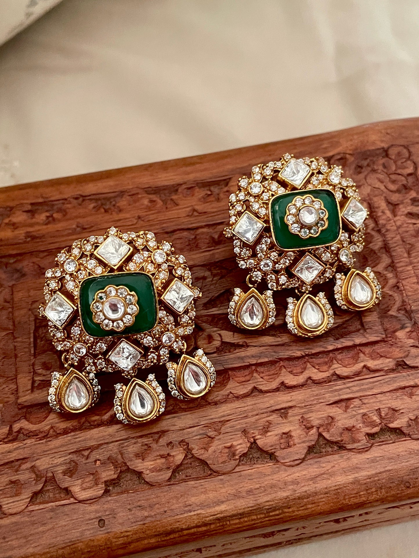 Surabhi Polki and Emerald Studs