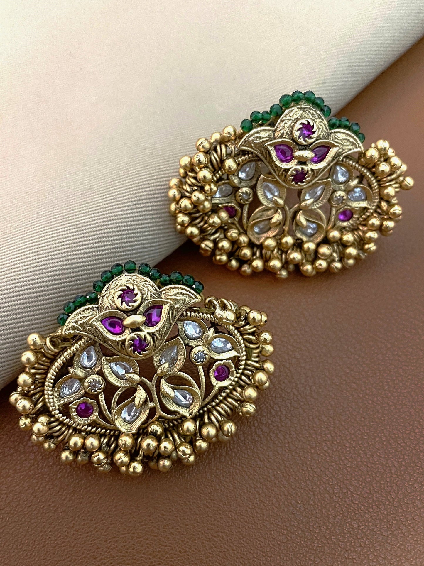 Saloni Antique Gold Ghungroo Tukda Stud Earrings