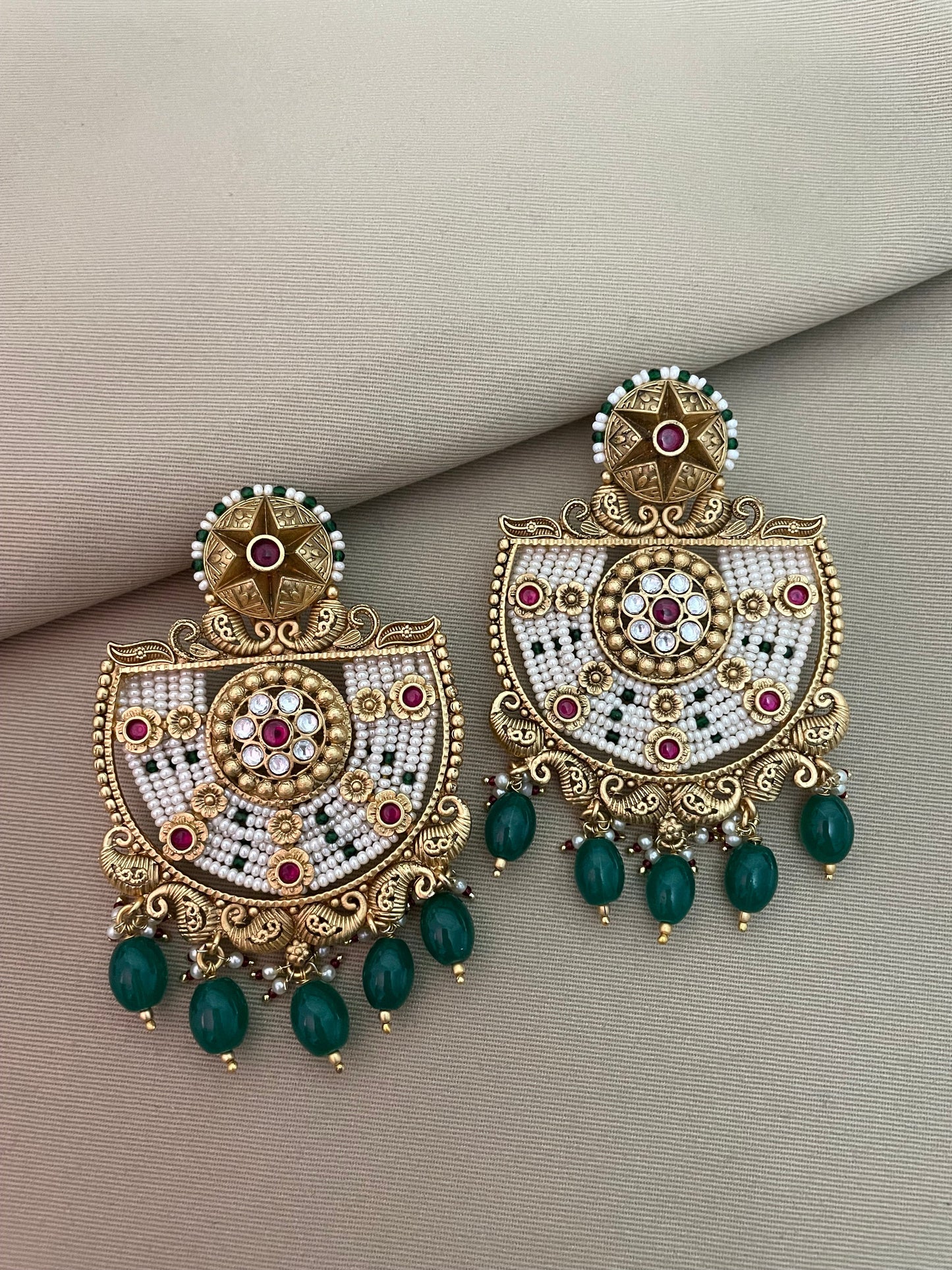 Gayatri Antique Statement Gold Finish Dangler Earrings
