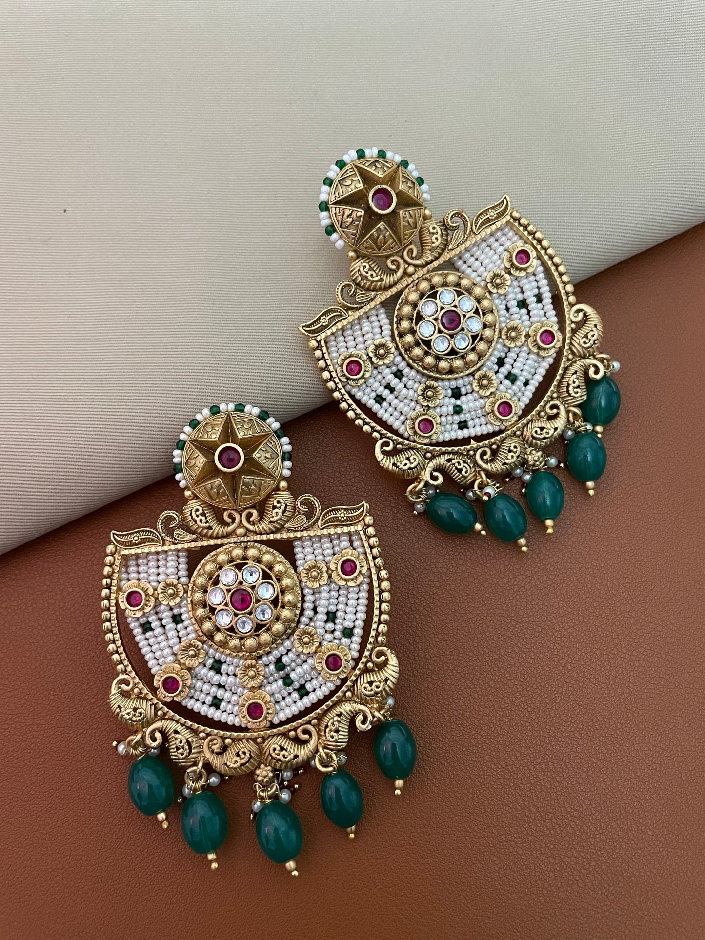 Gayatri Antique Statement Gold Finish Dangler Earrings