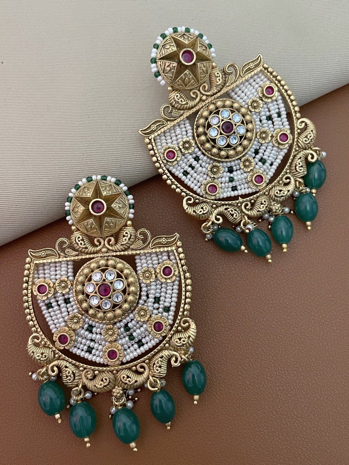Gayatri Antique Statement Gold Finish Dangler Earrings