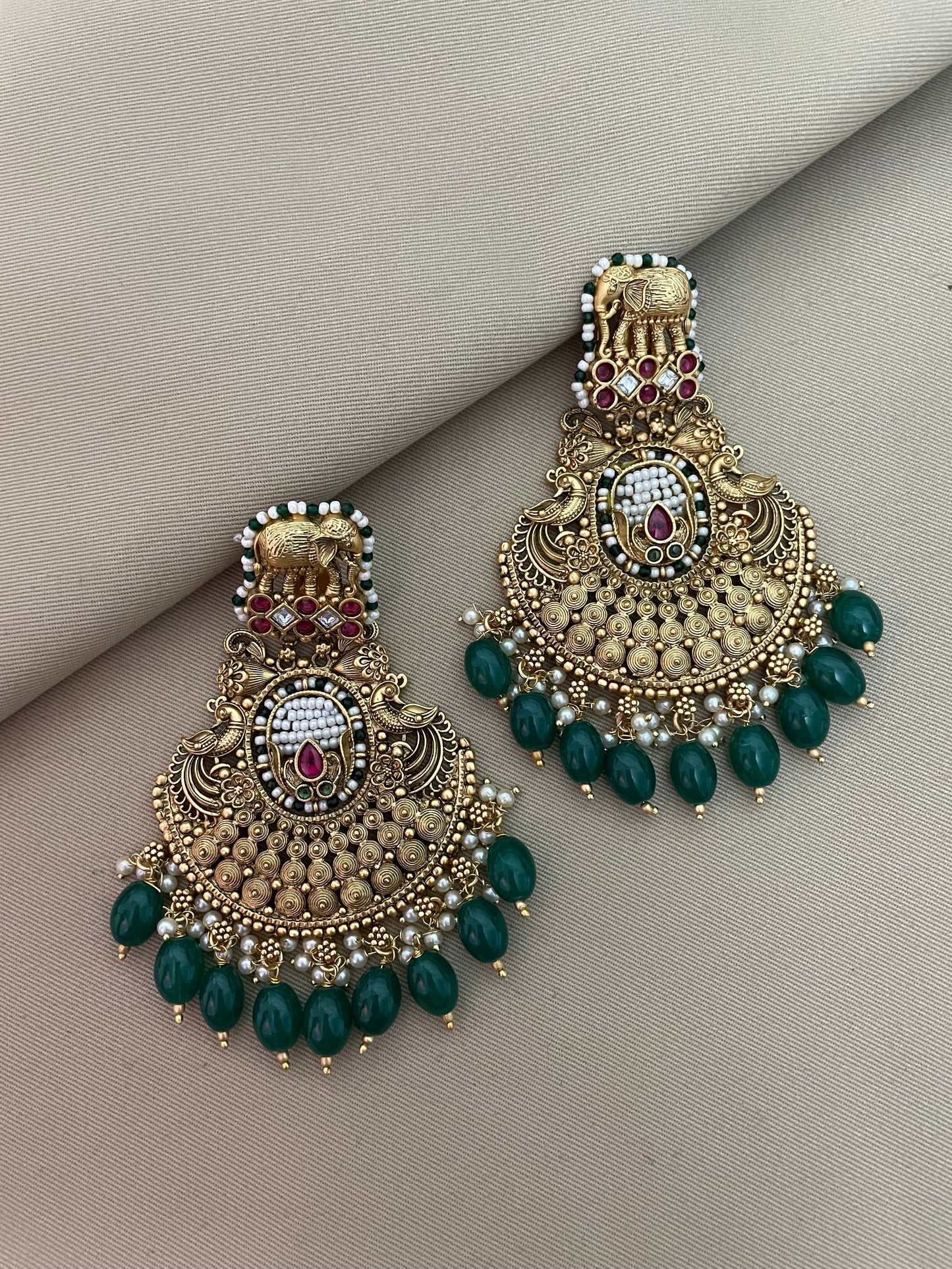 Mesha Antique Filigree Gold Finish Statement Earrings