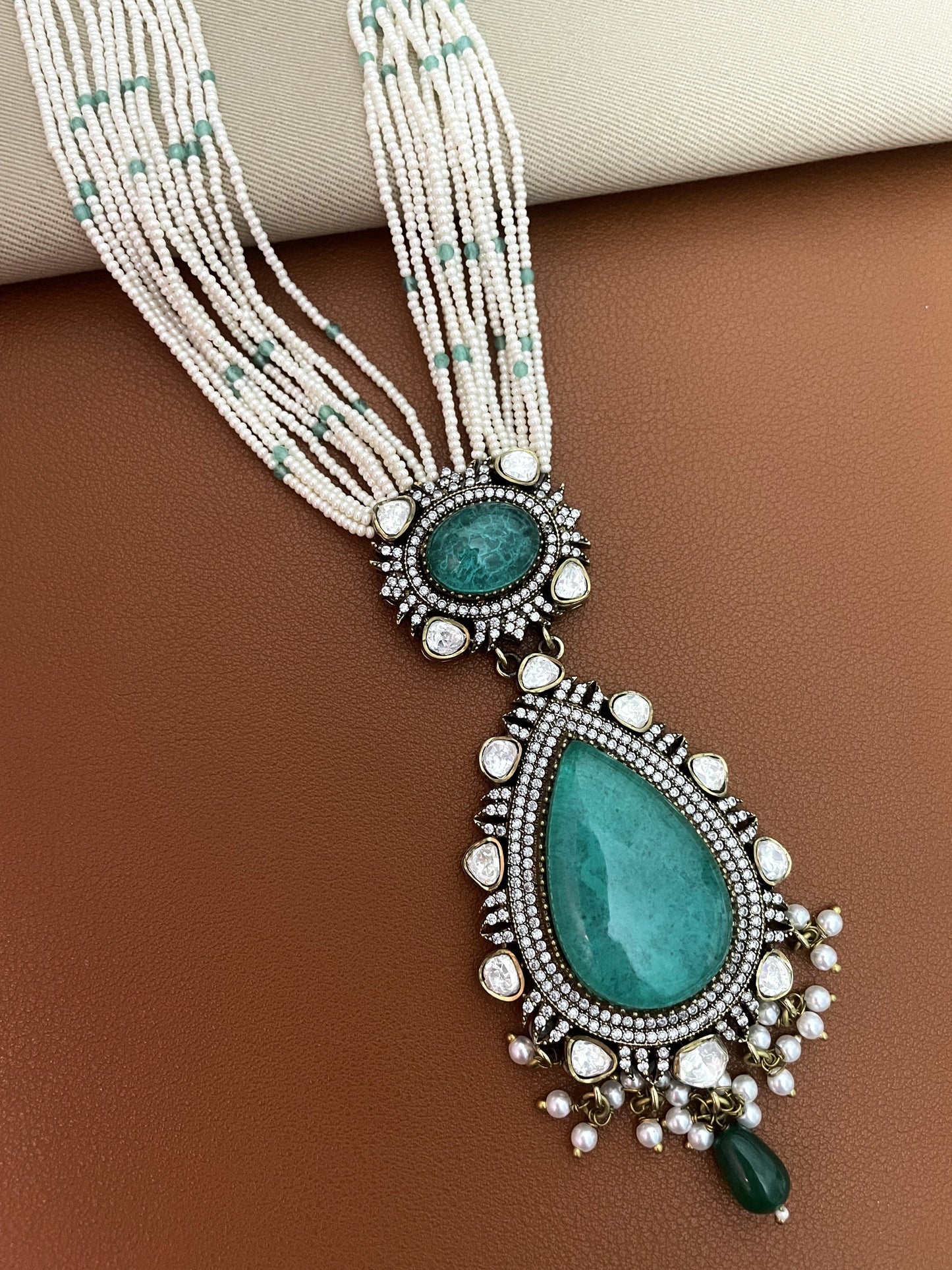 Mantra Emerald Polki Victorian Necklace Set