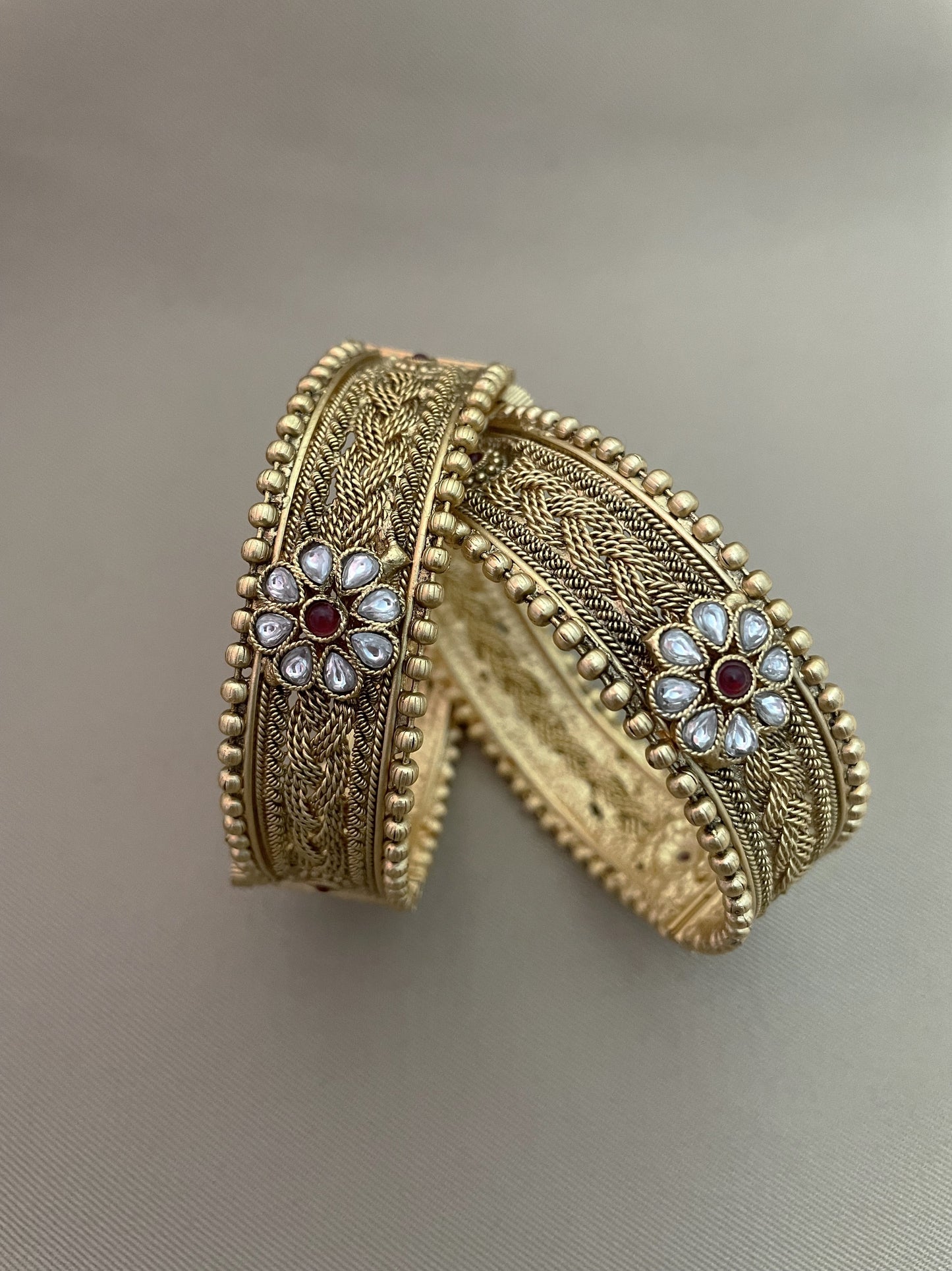 Neepa Antique Openable Gold Finish Bangle ( Single Piece )