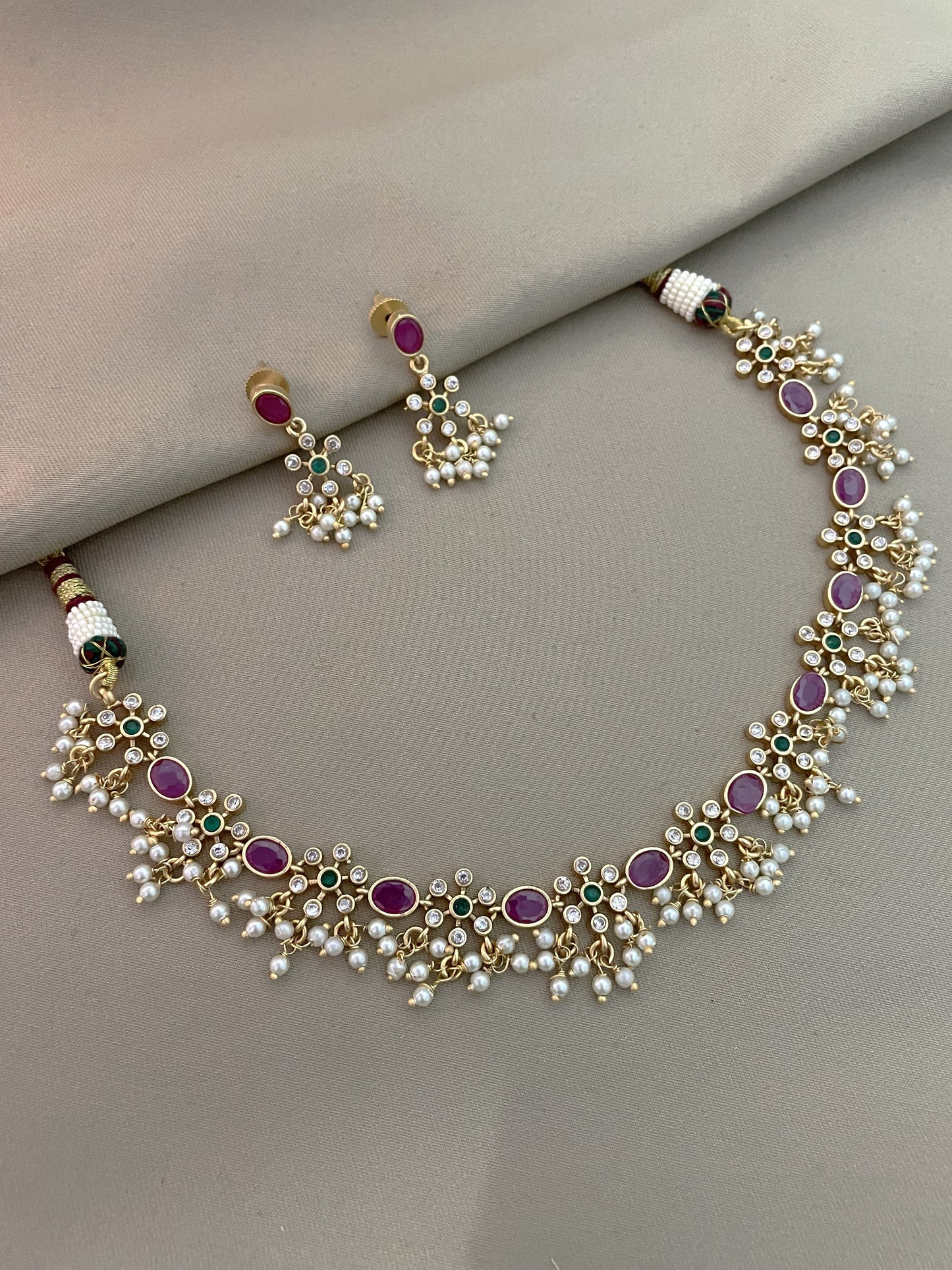 Siya Antique Gold Finish Temple Necklace Set