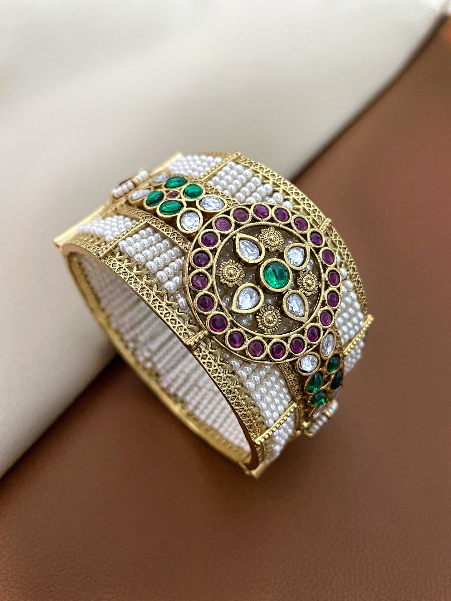 Maharani Neera Antique Openable Gold Finish Bangle- Single